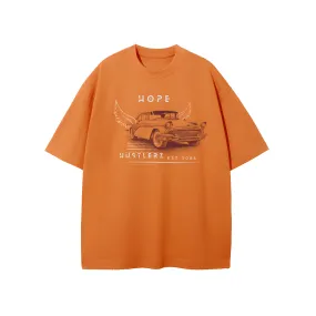 Cotton Oversized T-Shirt - Orange Dream Hope