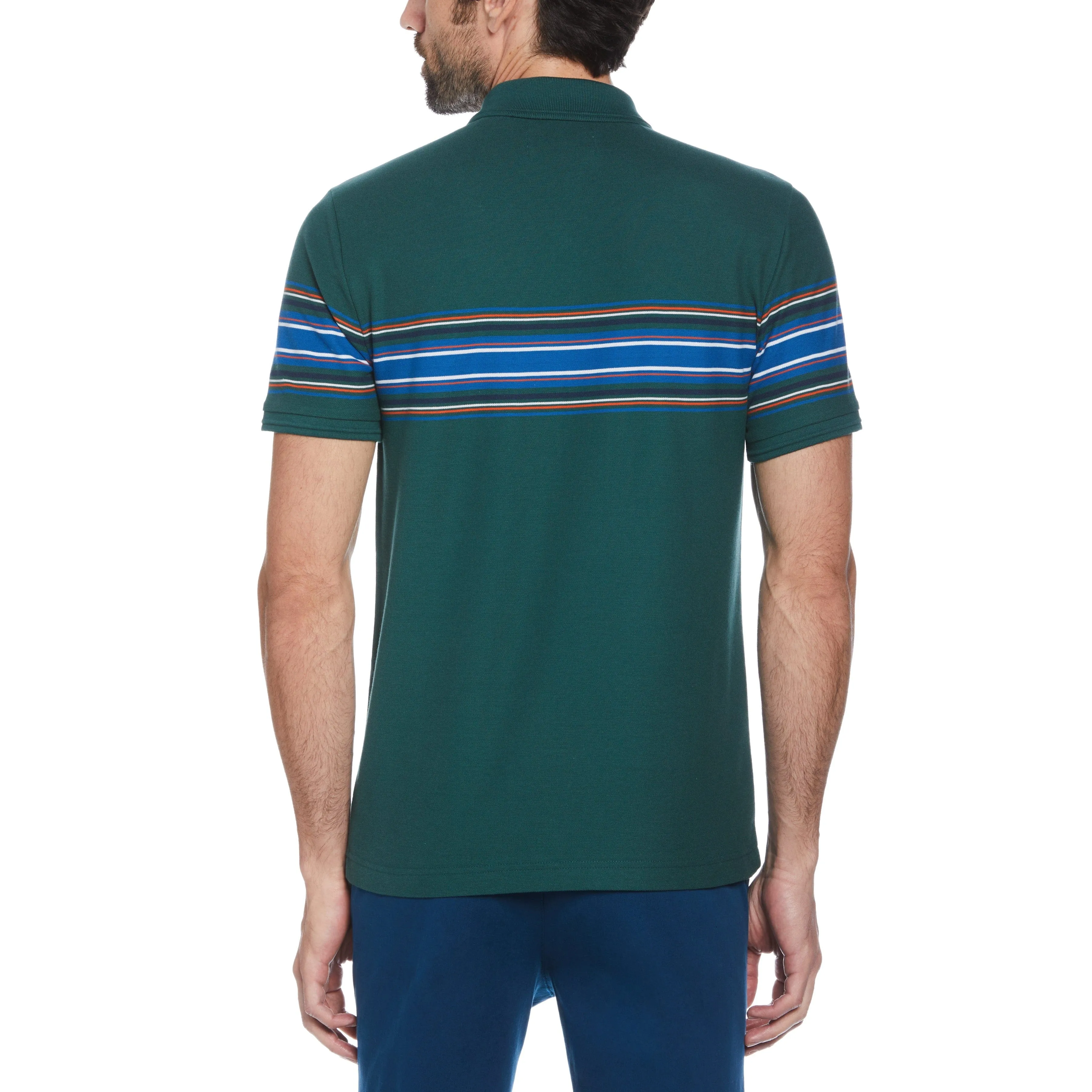 Cotton Pique Chest Stripe Polo