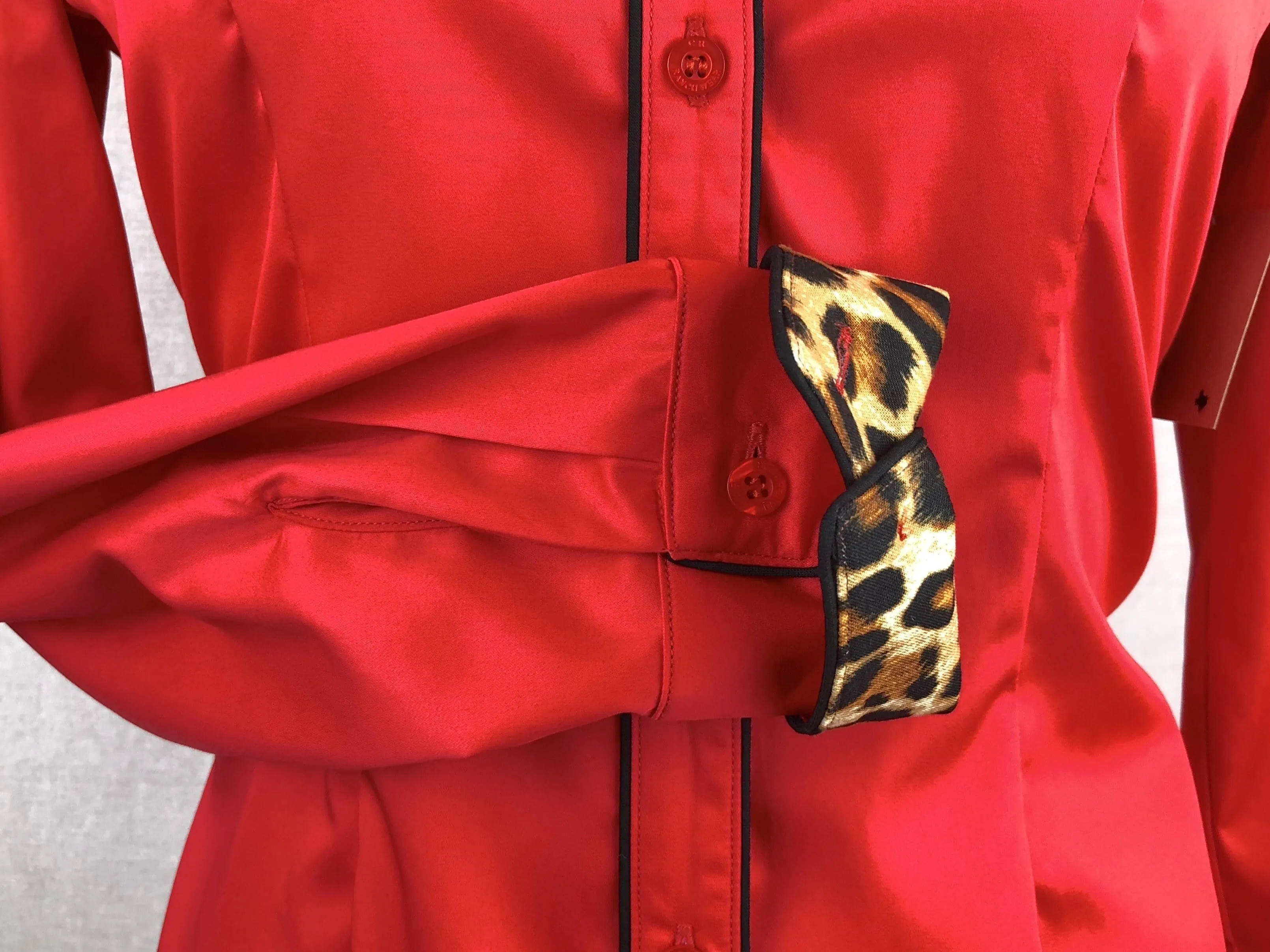 CR Tradition Bright Red Cotton Sateen with Cheetah