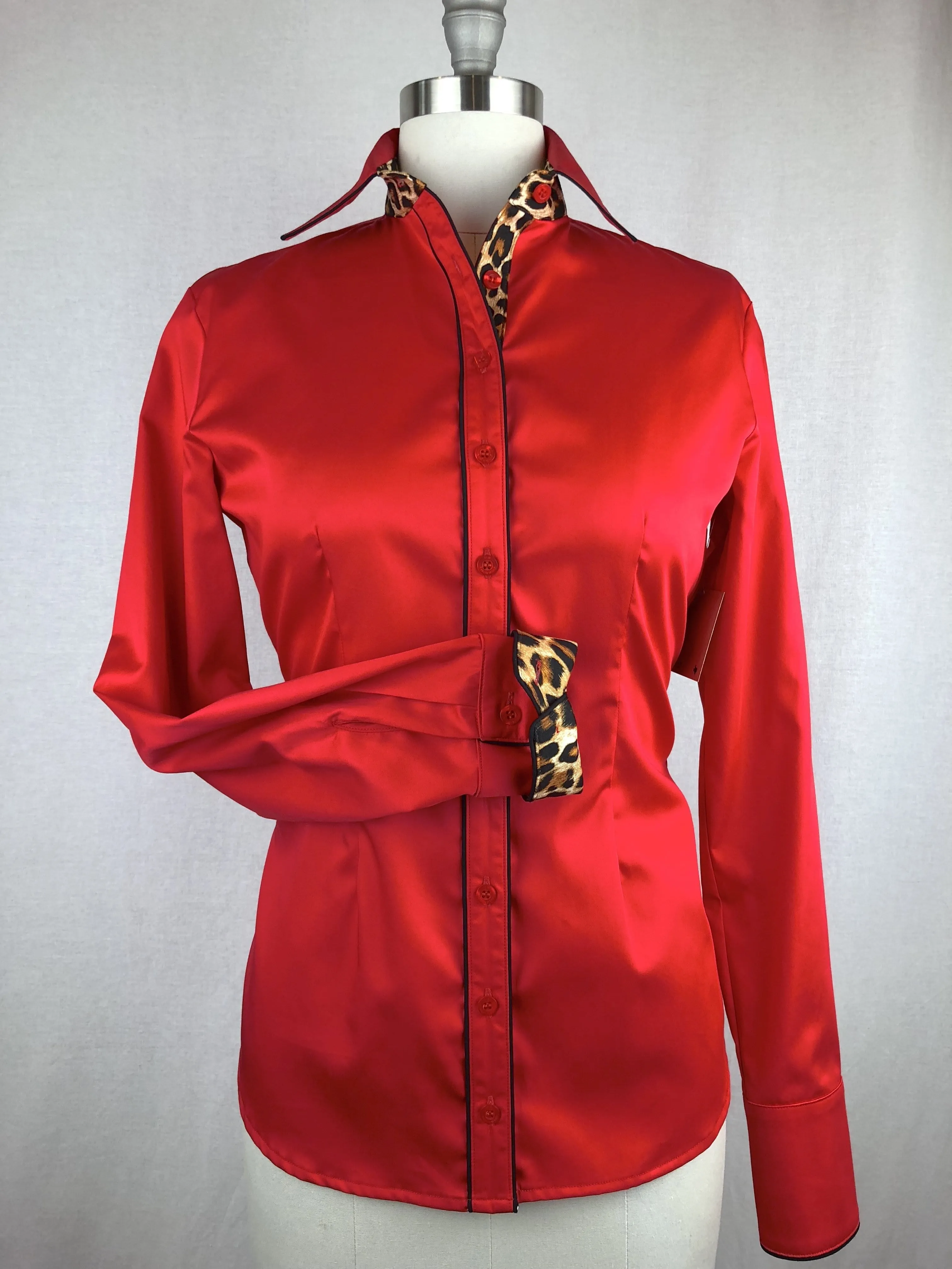 CR Tradition Bright Red Cotton Sateen with Cheetah