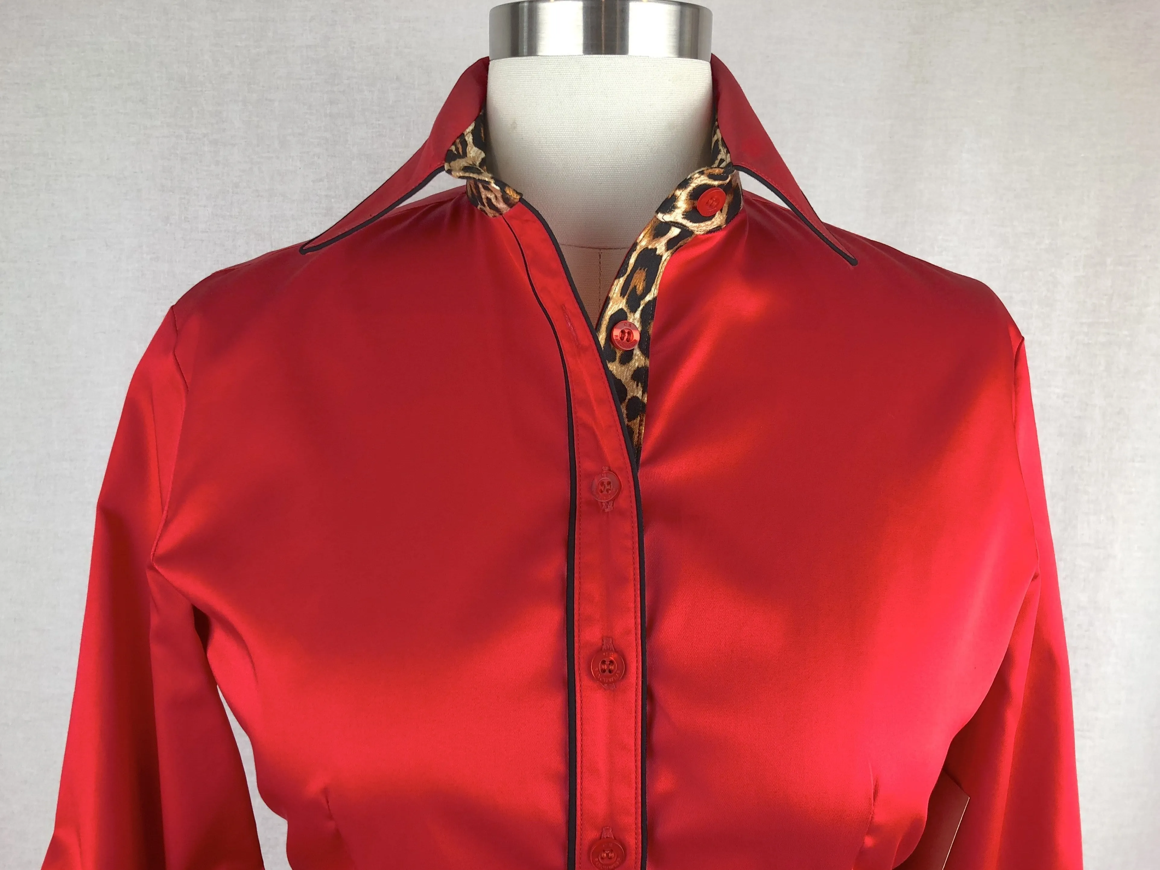 CR Tradition Bright Red Cotton Sateen with Cheetah