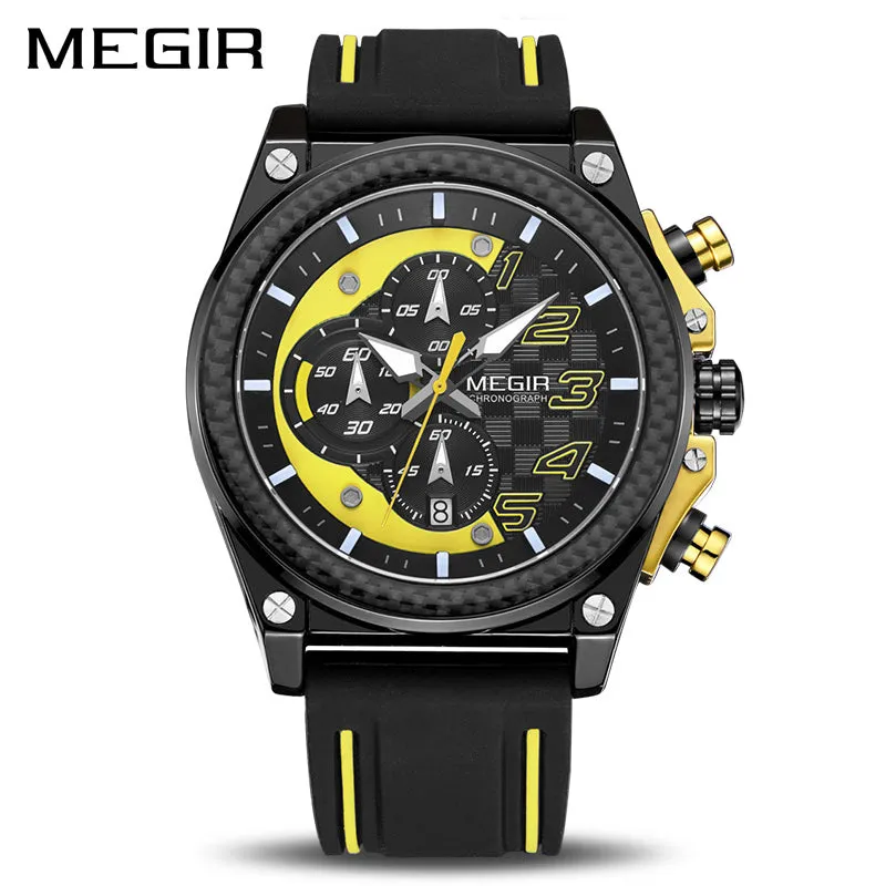 Creative MEGIR Race Chronograph Sport Watch Men Silicone Army Military Wrist Watches Clock Men Top Brand Luxury Relogio Masculino