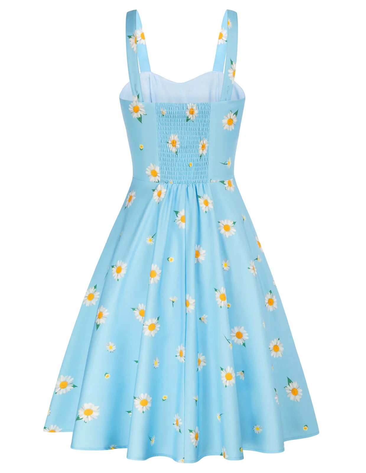 Daisy Printed Two-Way Defined Waist Dress Ruched Bodice Flared A-Line Dress