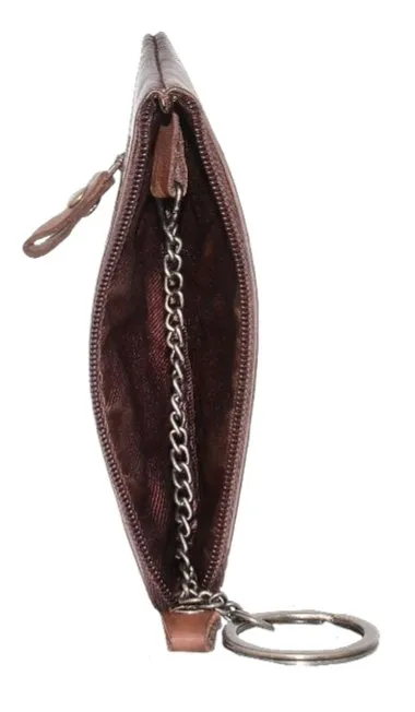 Dakar Dakota Spray Leather Keyring and Change Pouch | Brown