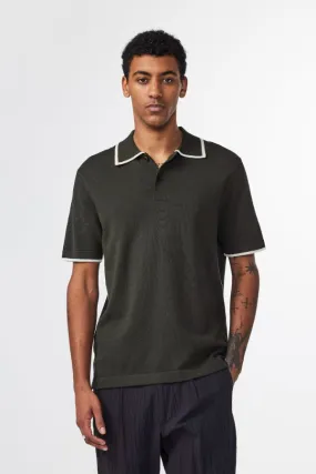 Mens Luxurious Damon Silk Blend Polo Shirt in Navy Blue