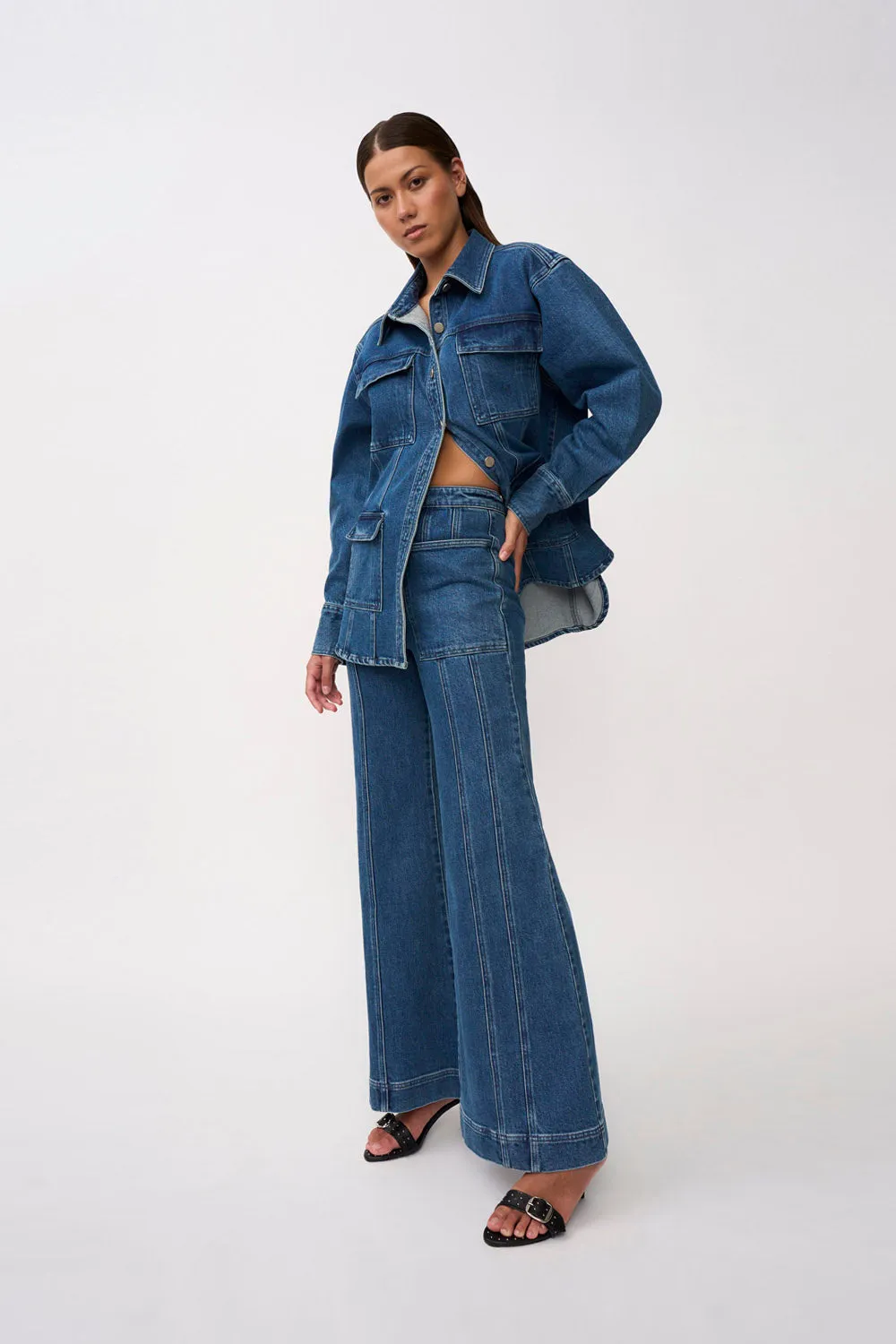 Della Denim Wide Leg Jean - Blue Wash