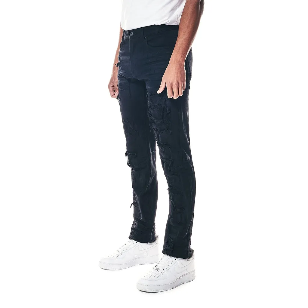 Distressed Rip & Repair Easy Slim Denim Jeans - Jet Black