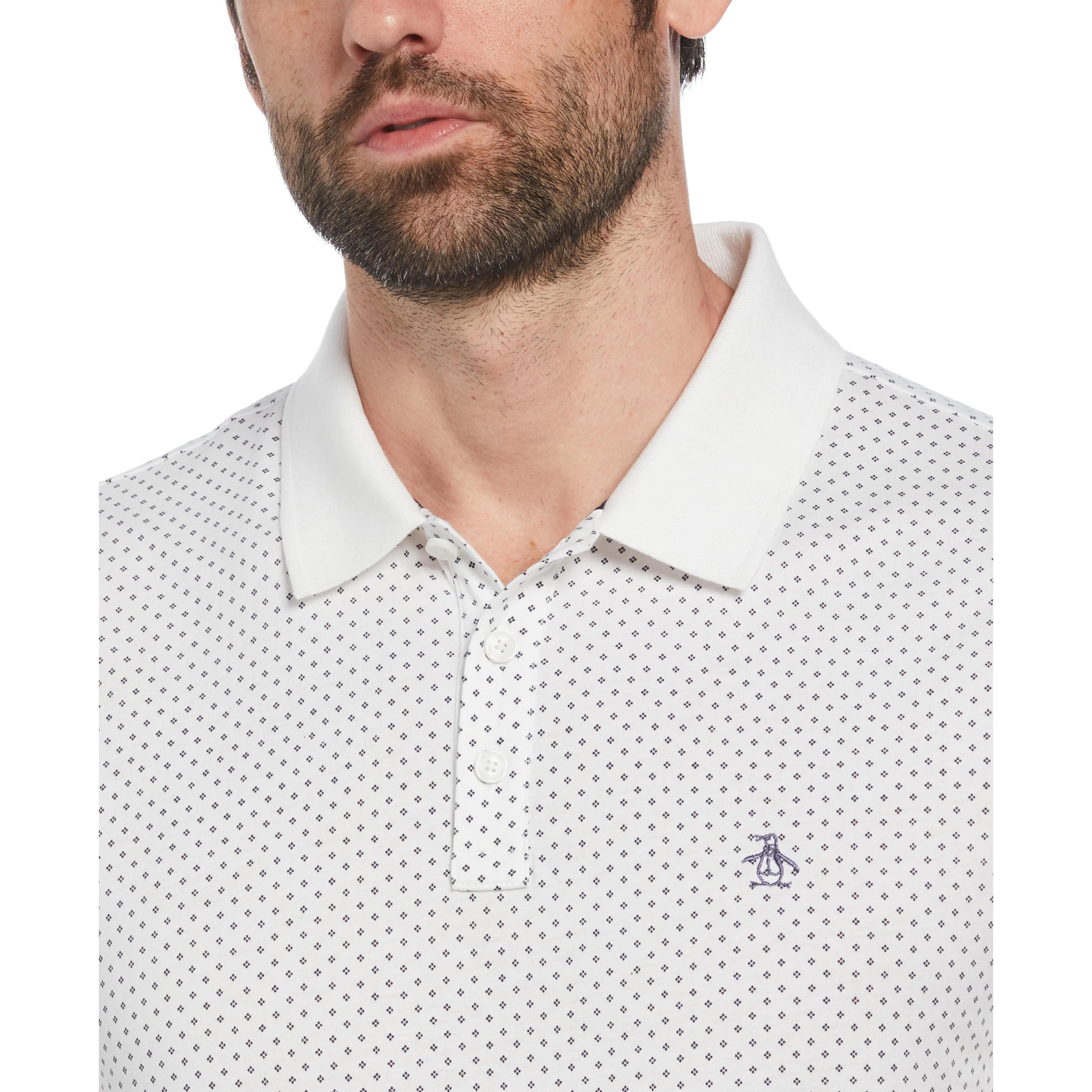 Ditsy Diamond Print Polo