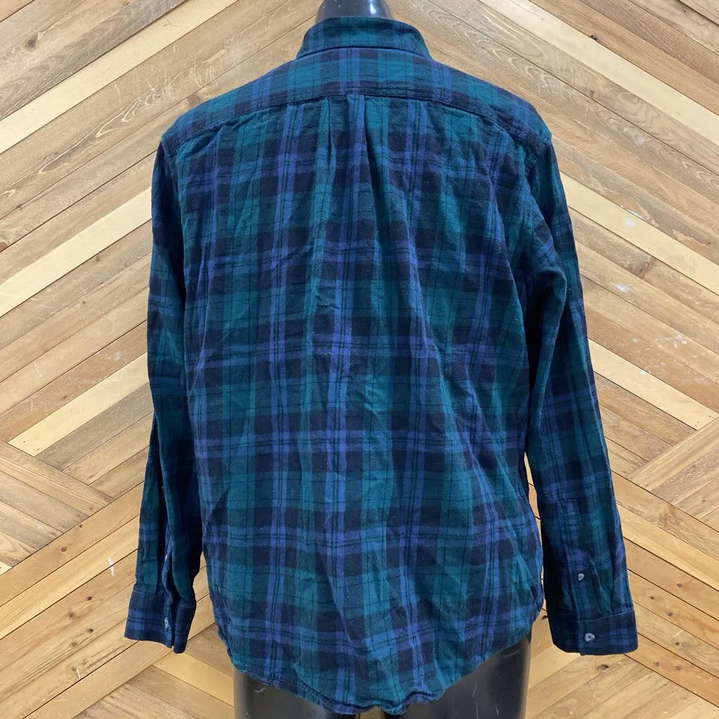 Eddie Bauer - Men's Flannel Shirt - MSRP $95: Black/Green/Blue-men-XL