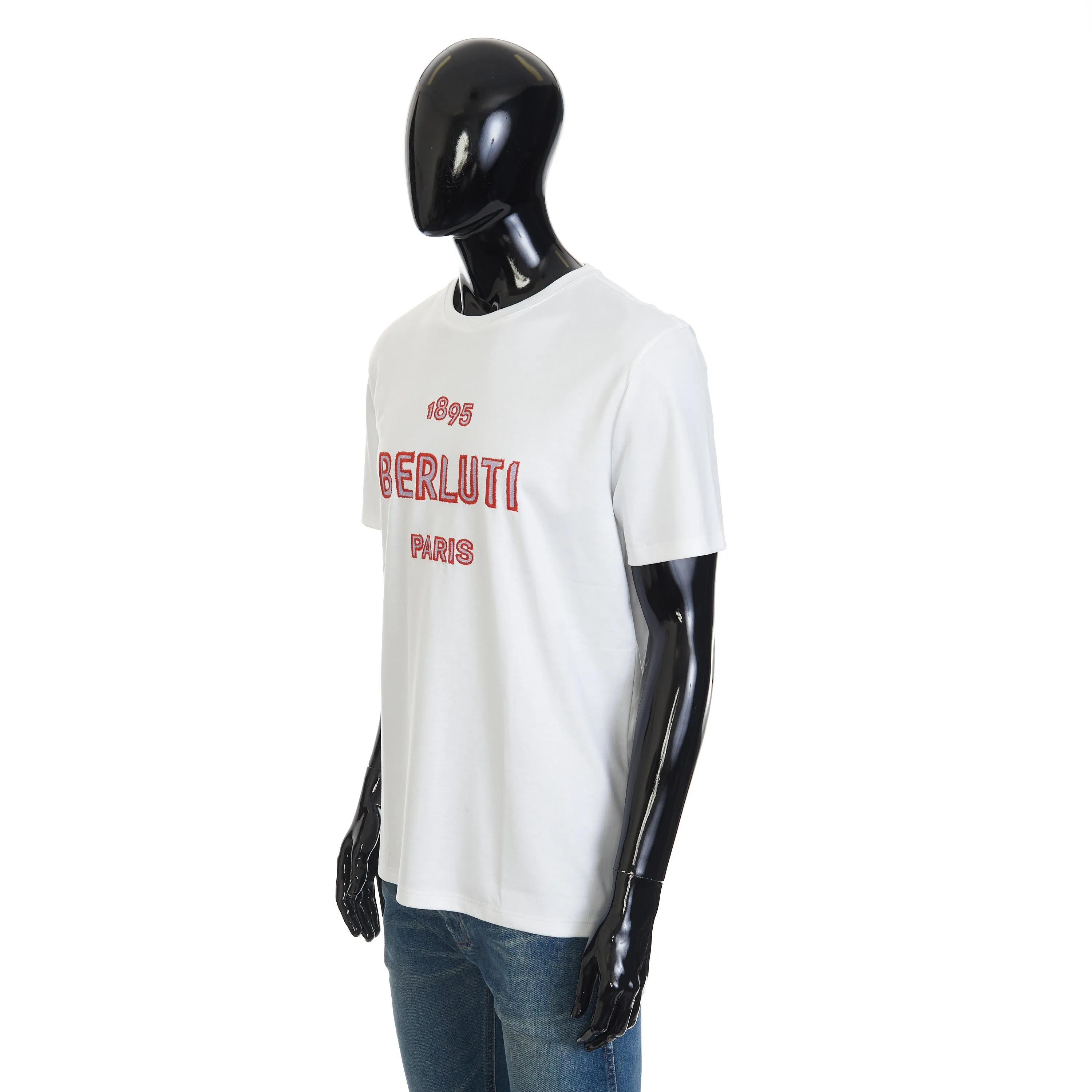 Embroidered Logo T-shirt In Optic White Cotton