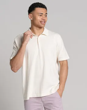 ESSENTIAL OVERSIZED SHORT SLEEVE KNITTED POLO | ECRU