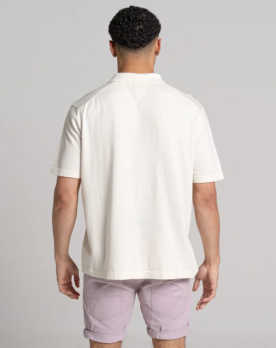 ESSENTIAL OVERSIZED SHORT SLEEVE KNITTED POLO | ECRU