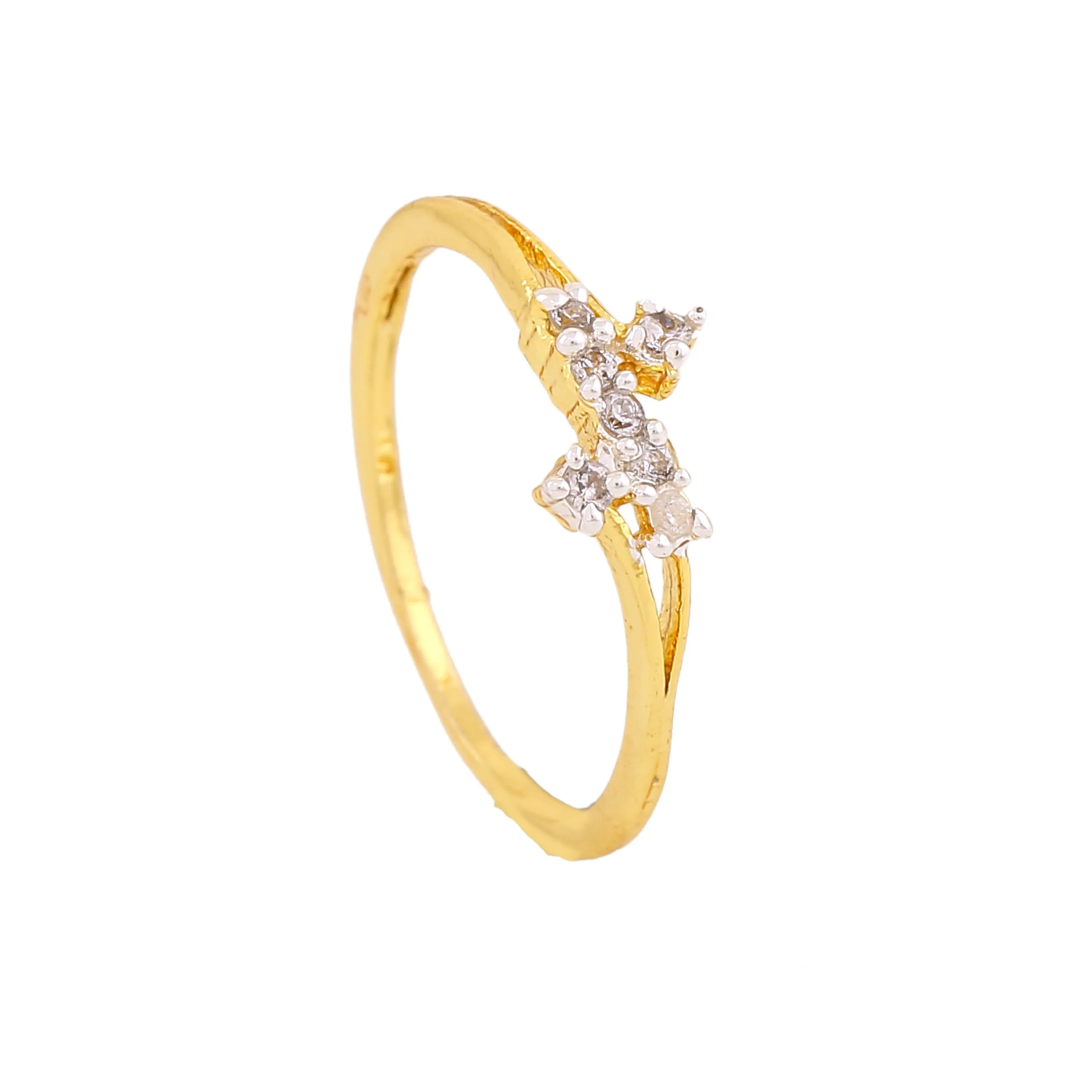 Estele american diamond and gold plated fancy stylish ring for women( non adjustable)