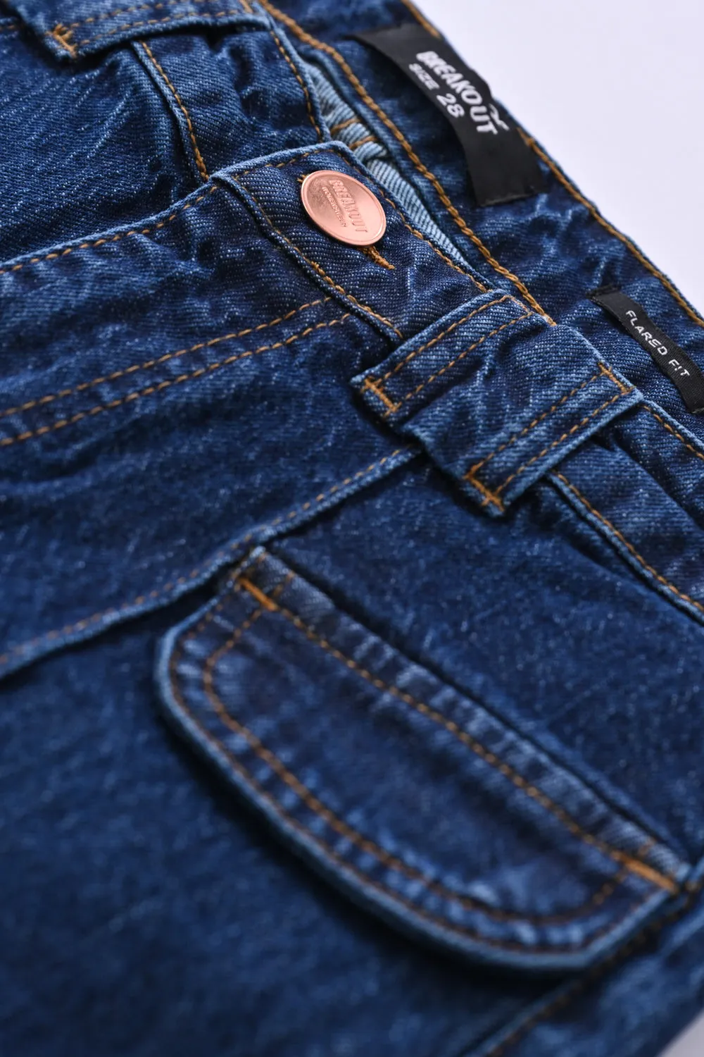 FLARED JEANS WITH FAKE POCKET DETAIL