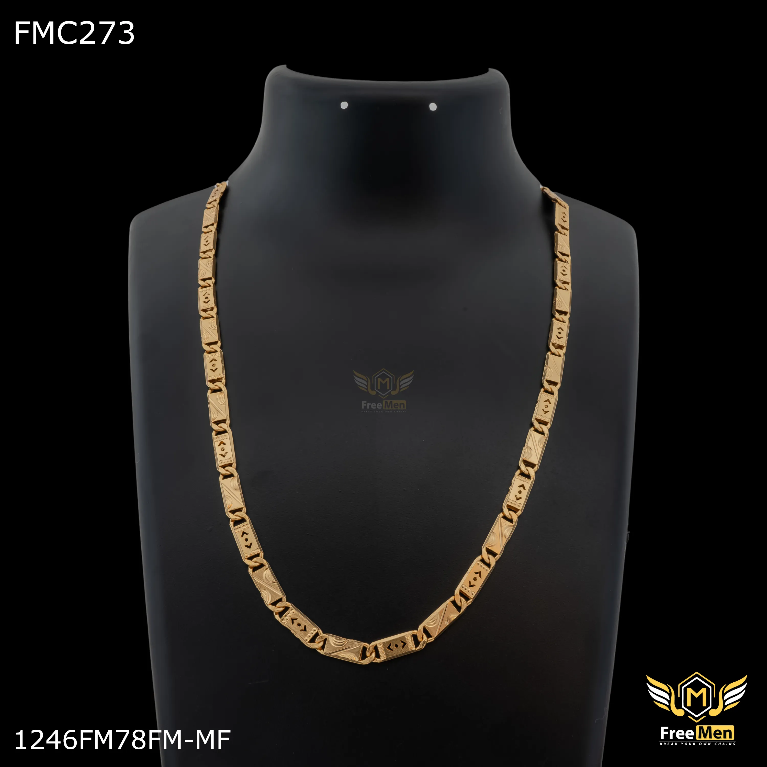 Freemen Double arrow nawabi golden chain For Men - FMC273