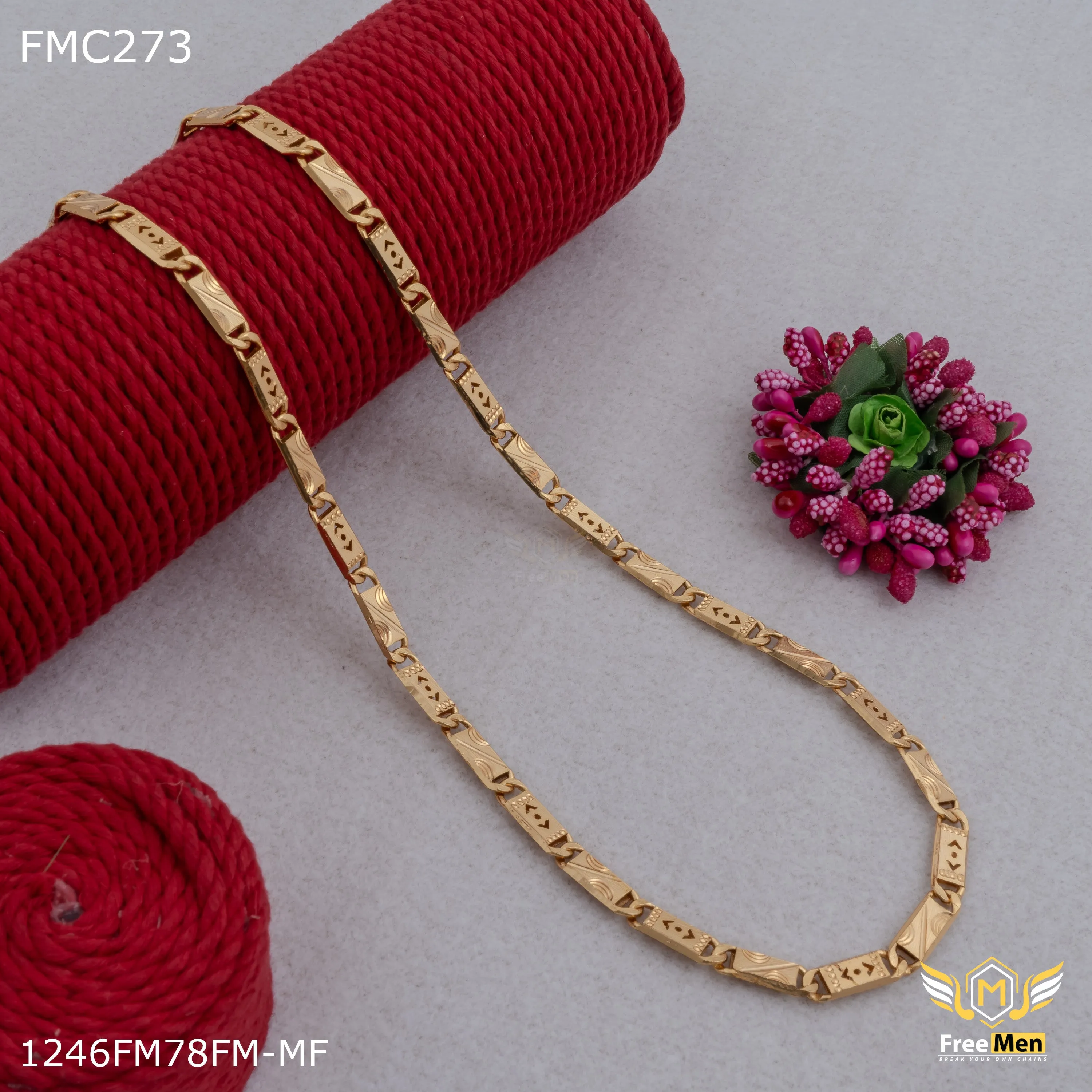 Freemen Double arrow nawabi golden chain For Men - FMC273