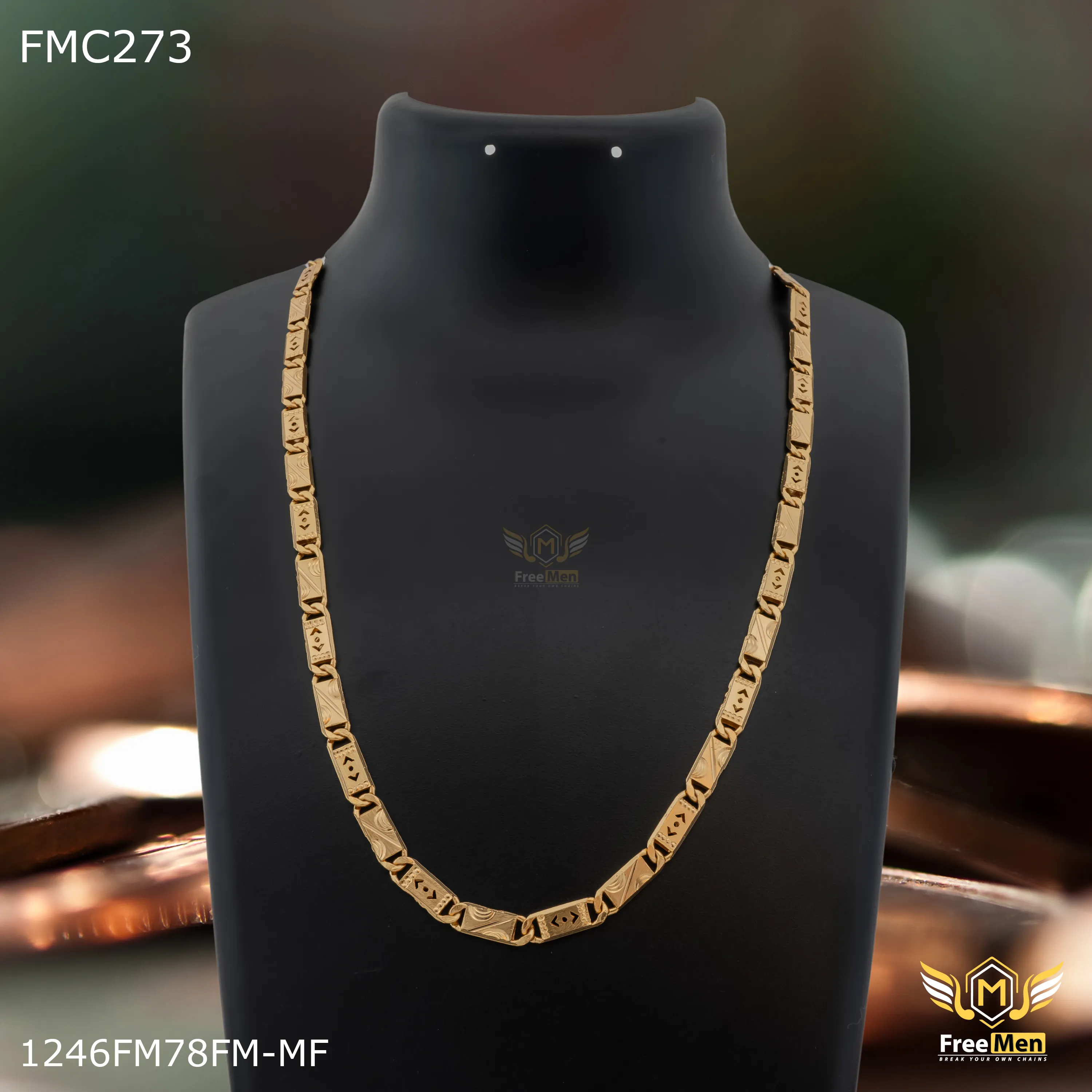 Freemen Double arrow nawabi golden chain For Men - FMC273