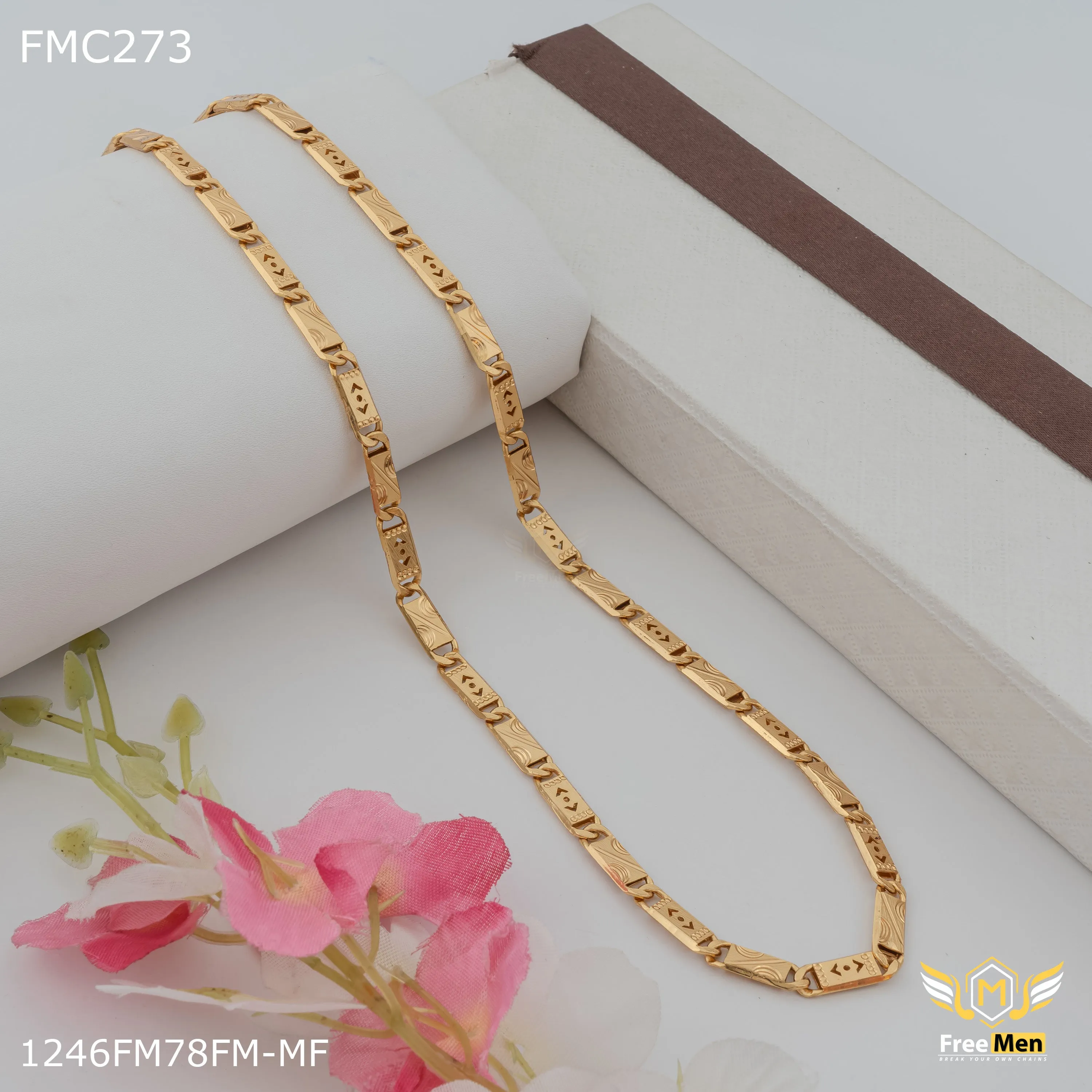 Freemen Double arrow nawabi golden chain For Men - FMC273