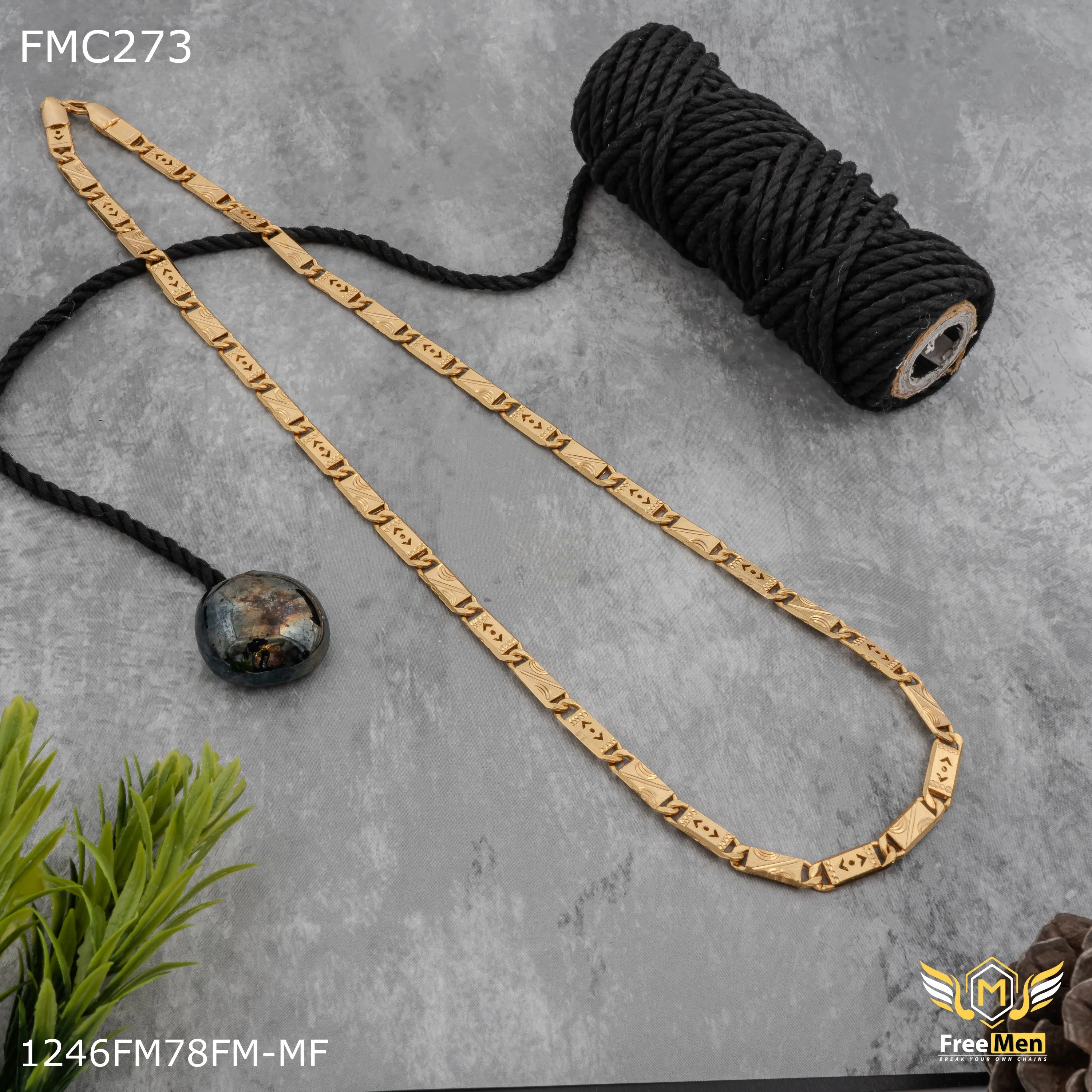 Freemen Double arrow nawabi golden chain For Men - FMC273