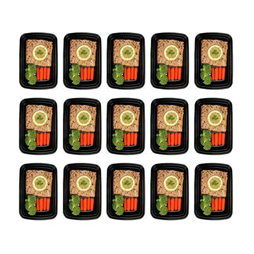 FRESHWARE 15-PACK 1 COMPARTMENT BENTO LUNCH BOXES WITH LIDS - STACKABLE, REUSABLE, MICROWAVE, DISHWASHER & FREEZER SAFE - MEAL PREP, PORTION CONTROL, 21 DAY FIX & FOOD STORAGE CONTAINERS (28OZ)