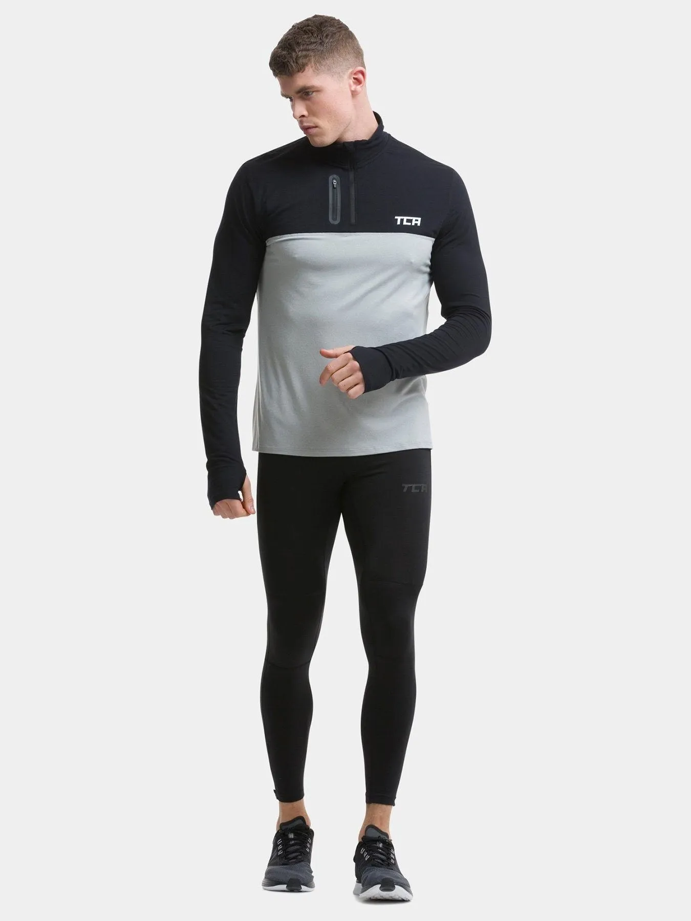 Fusion Half Zip Running Top For Men With Thumbholes & Chest Zip Pocket