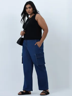 Gia Dark Blue Relaxed-Fit Mid-Rise Jeans