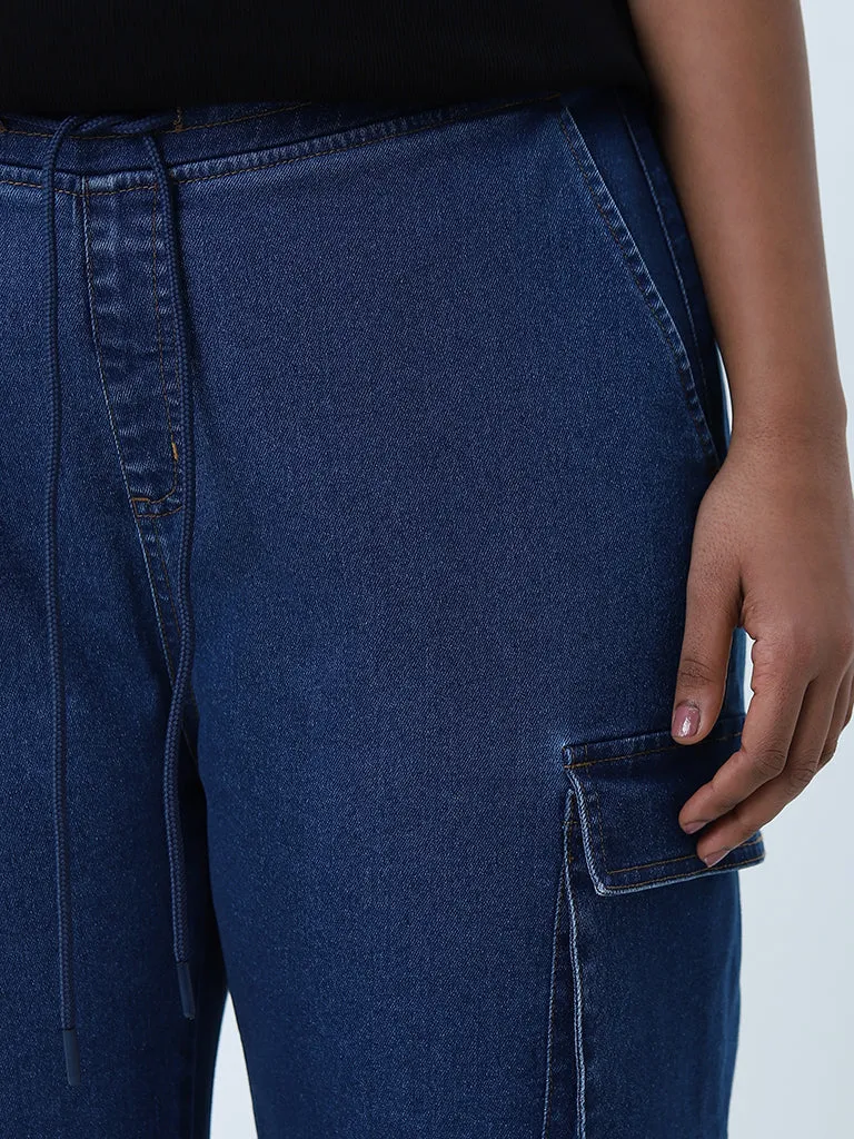 Gia Dark Blue Relaxed-Fit Mid-Rise Jeans