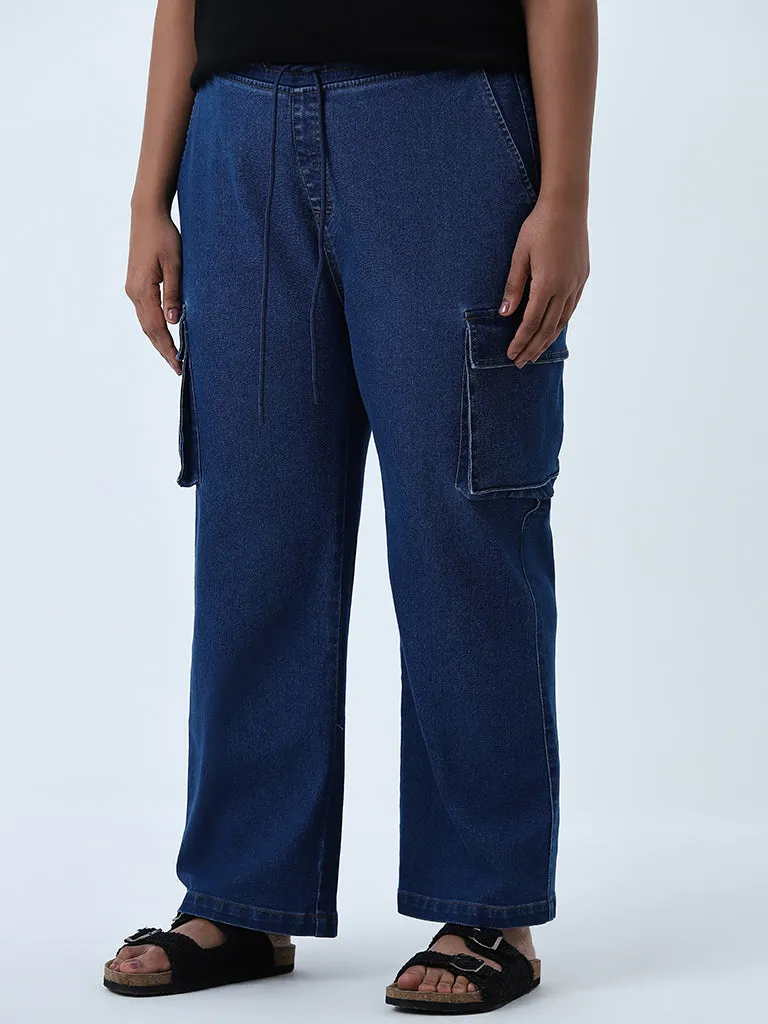 Gia Dark Blue Relaxed-Fit Mid-Rise Jeans