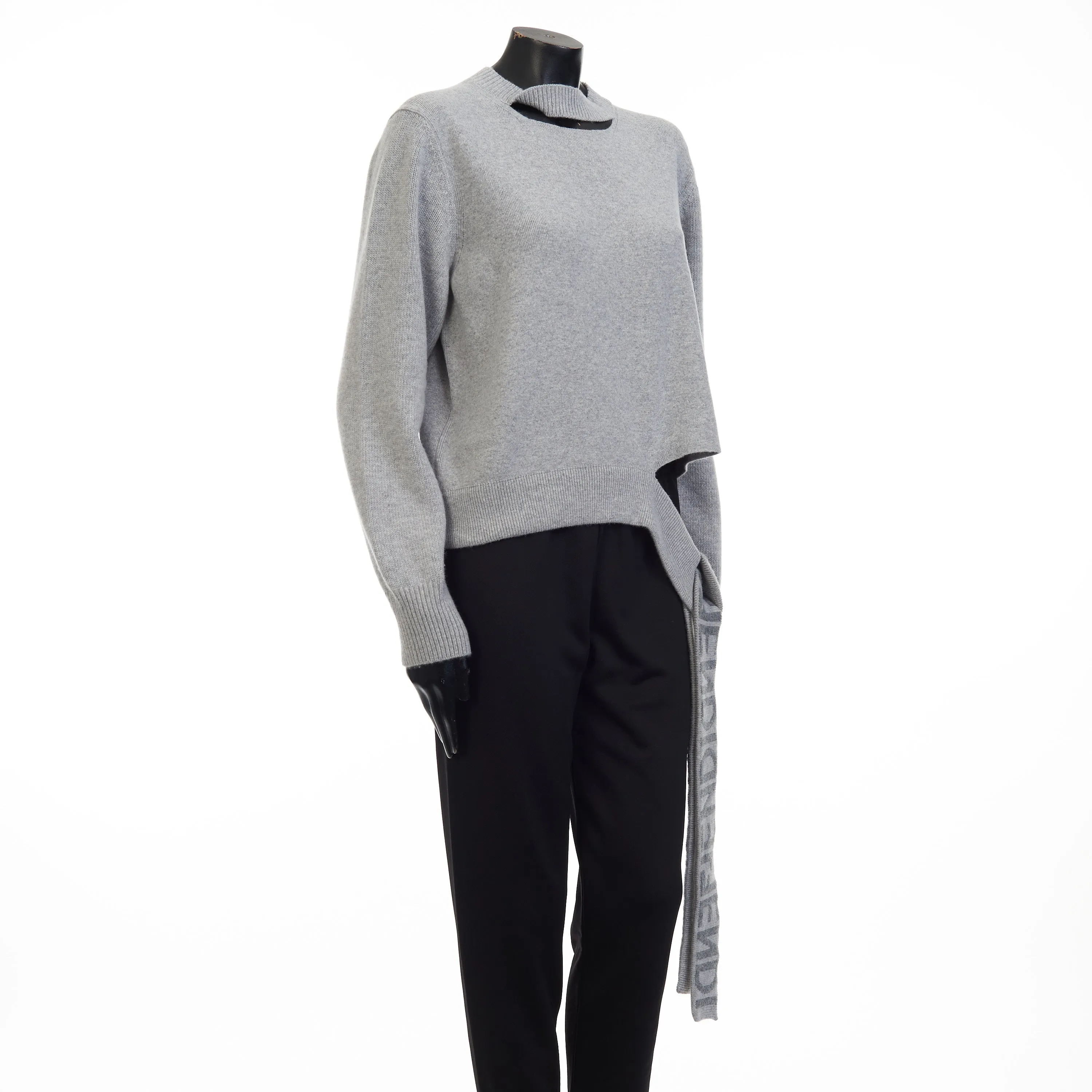 Grey Cashmere & Wool Sweater -  Fendi Mirror Logo Motif