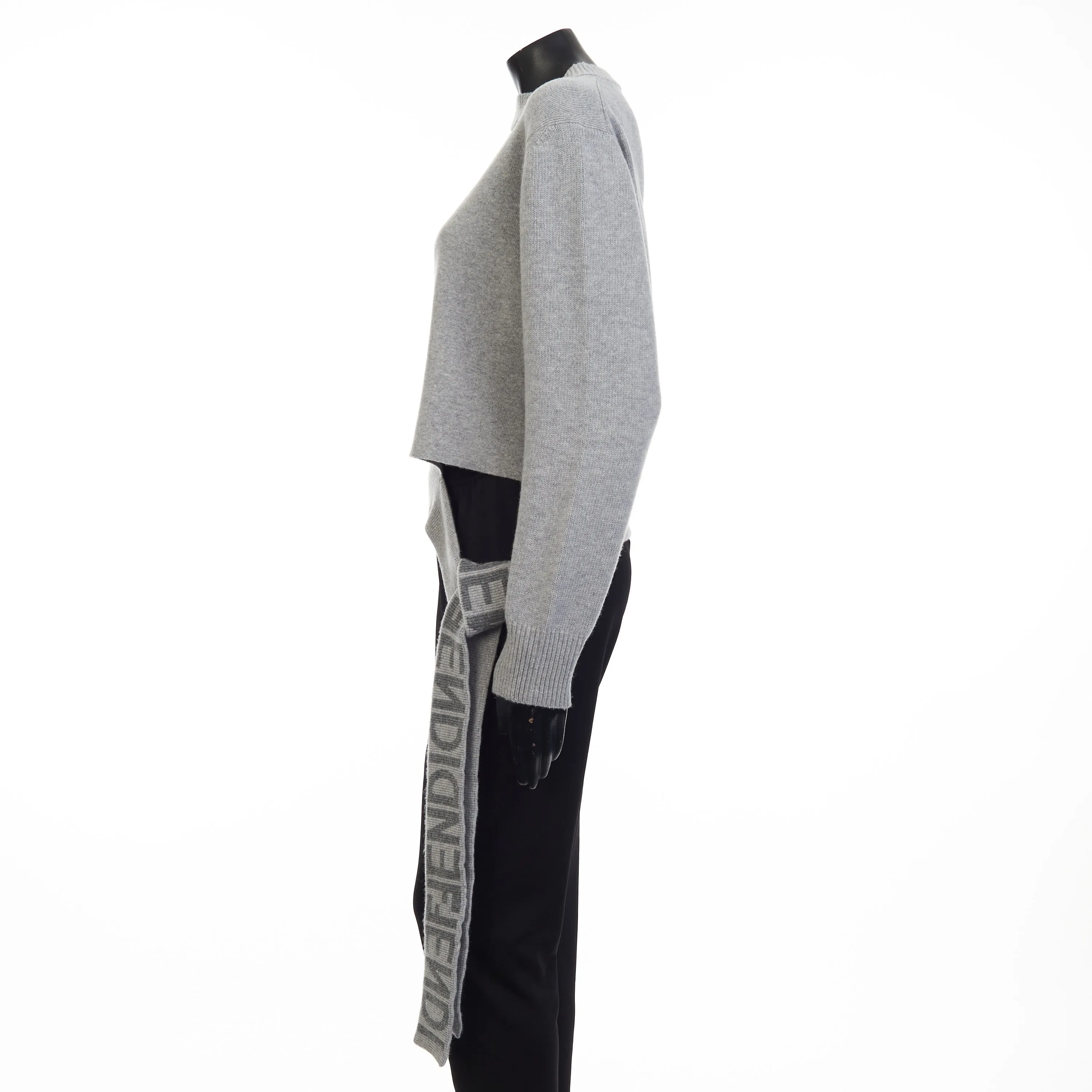 Grey Cashmere & Wool Sweater -  Fendi Mirror Logo Motif