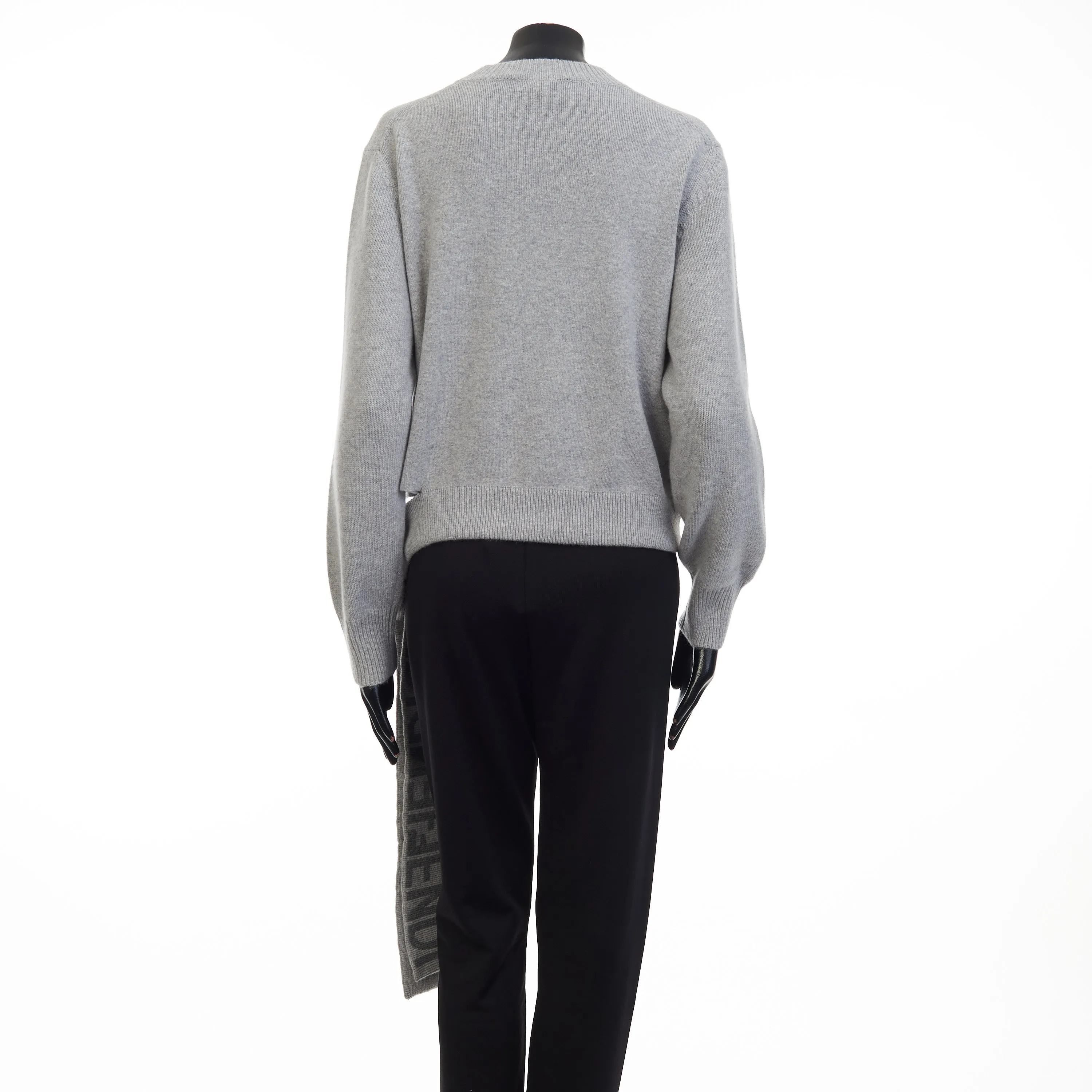 Grey Cashmere & Wool Sweater -  Fendi Mirror Logo Motif