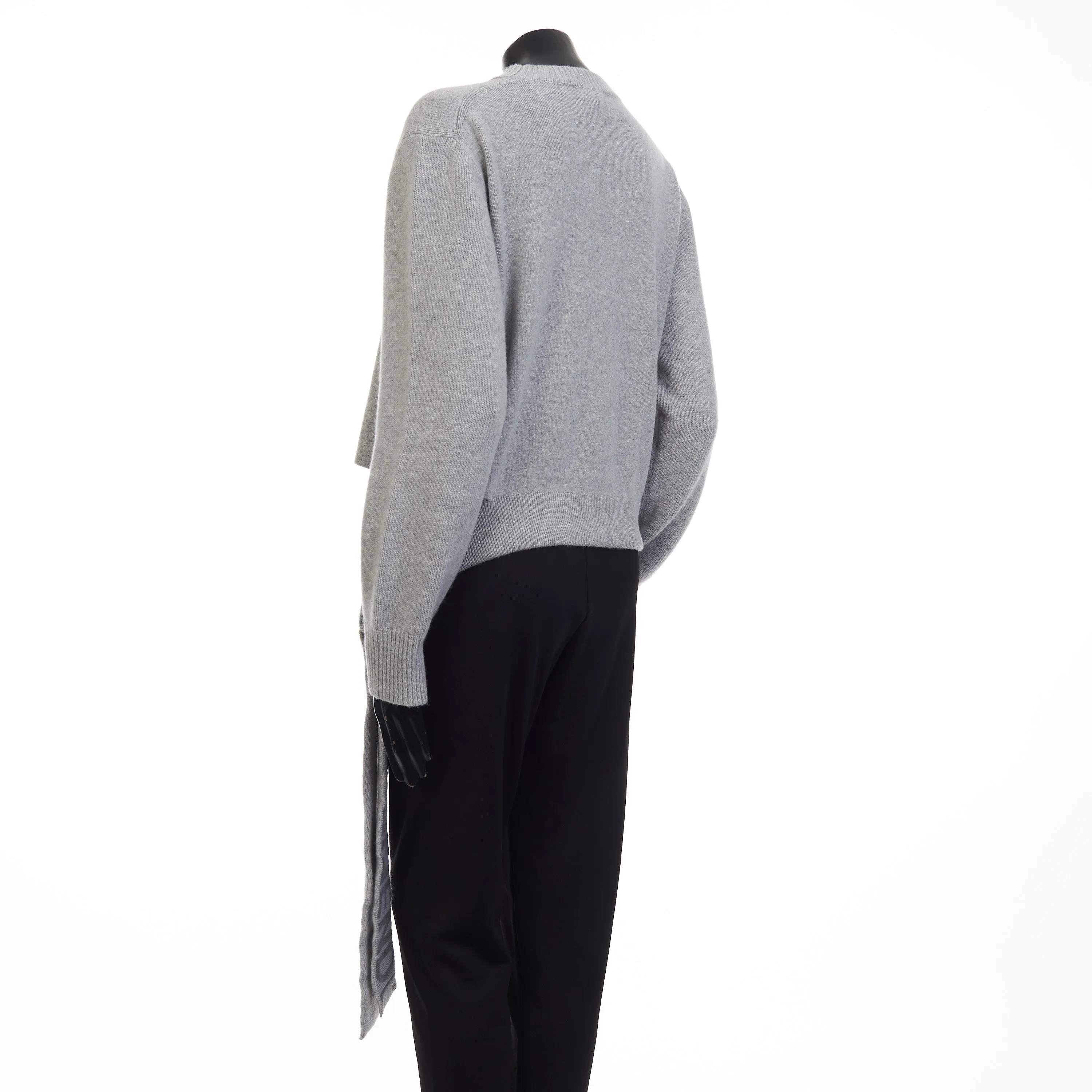 Grey Cashmere & Wool Sweater -  Fendi Mirror Logo Motif