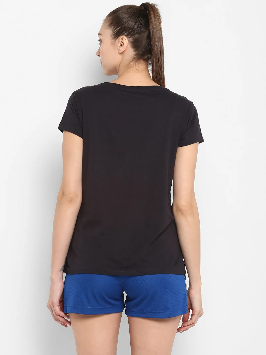 Hazel Women Cotton Black T-Shirt