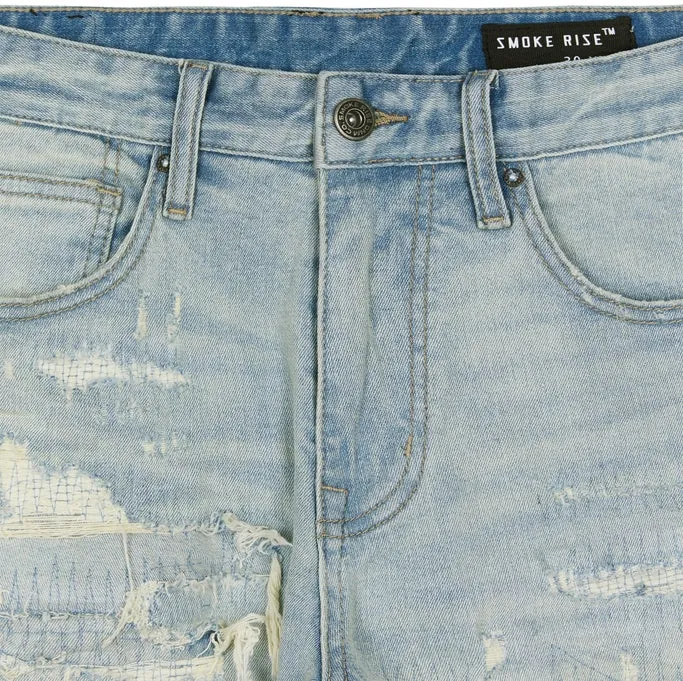 Heavy Distressed Jeans - Elm Blue