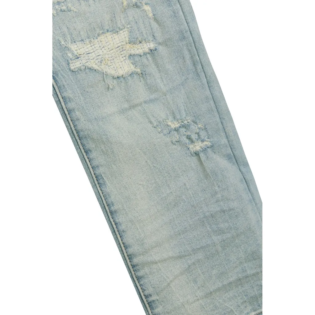 Heavy Distressed Jeans - Elm Blue