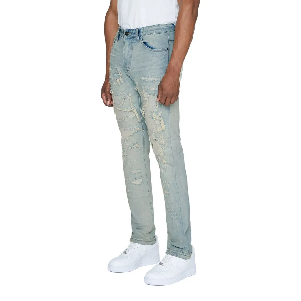 Heavy Distressed Jeans - Elm Blue