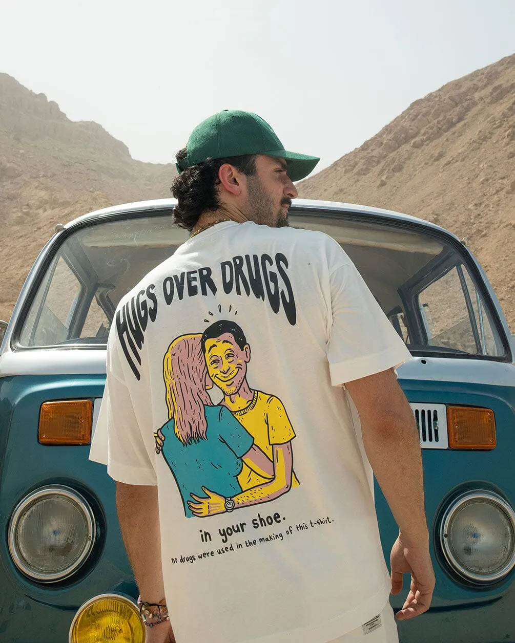 Hugs Over Drugs Printed Oversized Tee