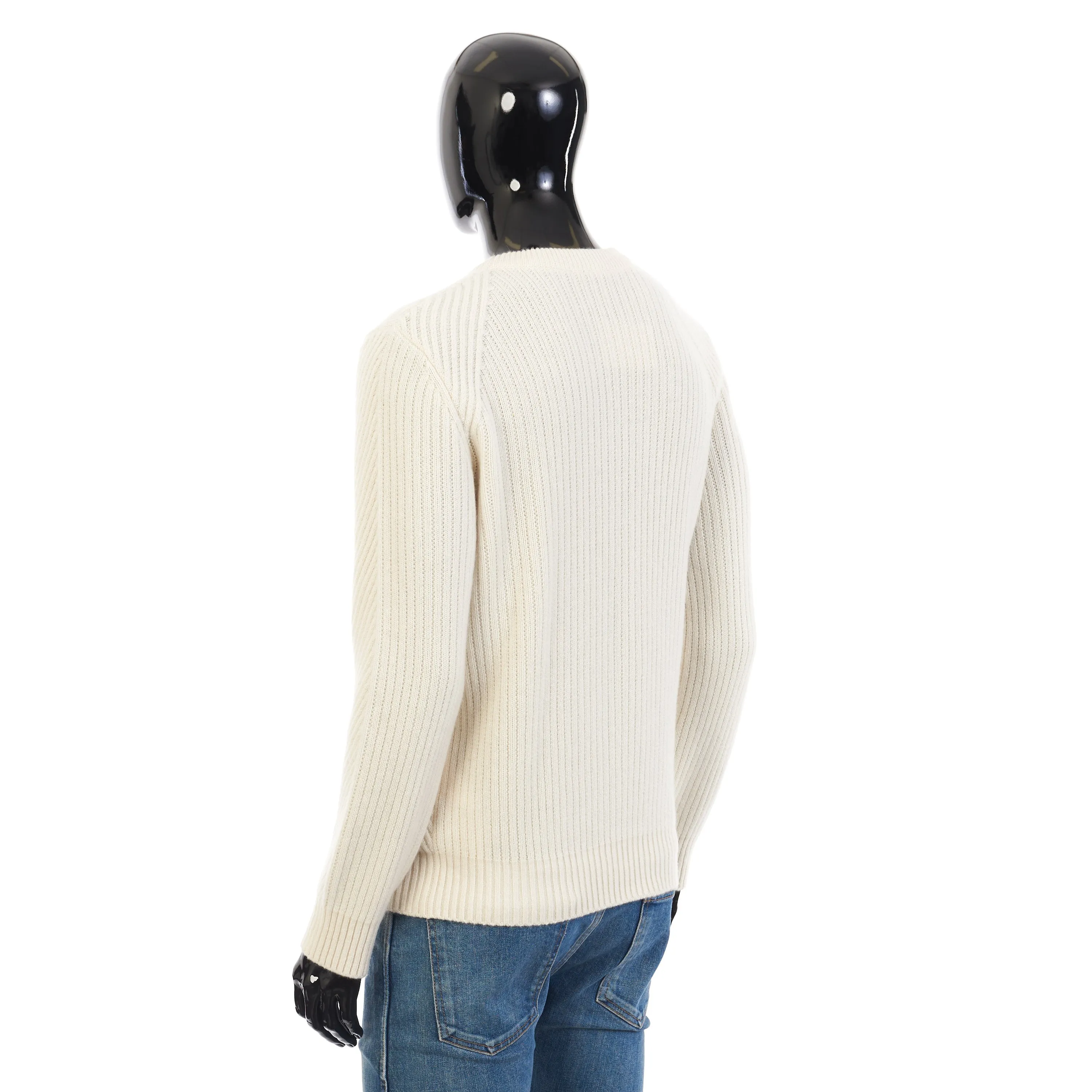 Ivory White Crew Neck Sweater - Sustainable Cashmere