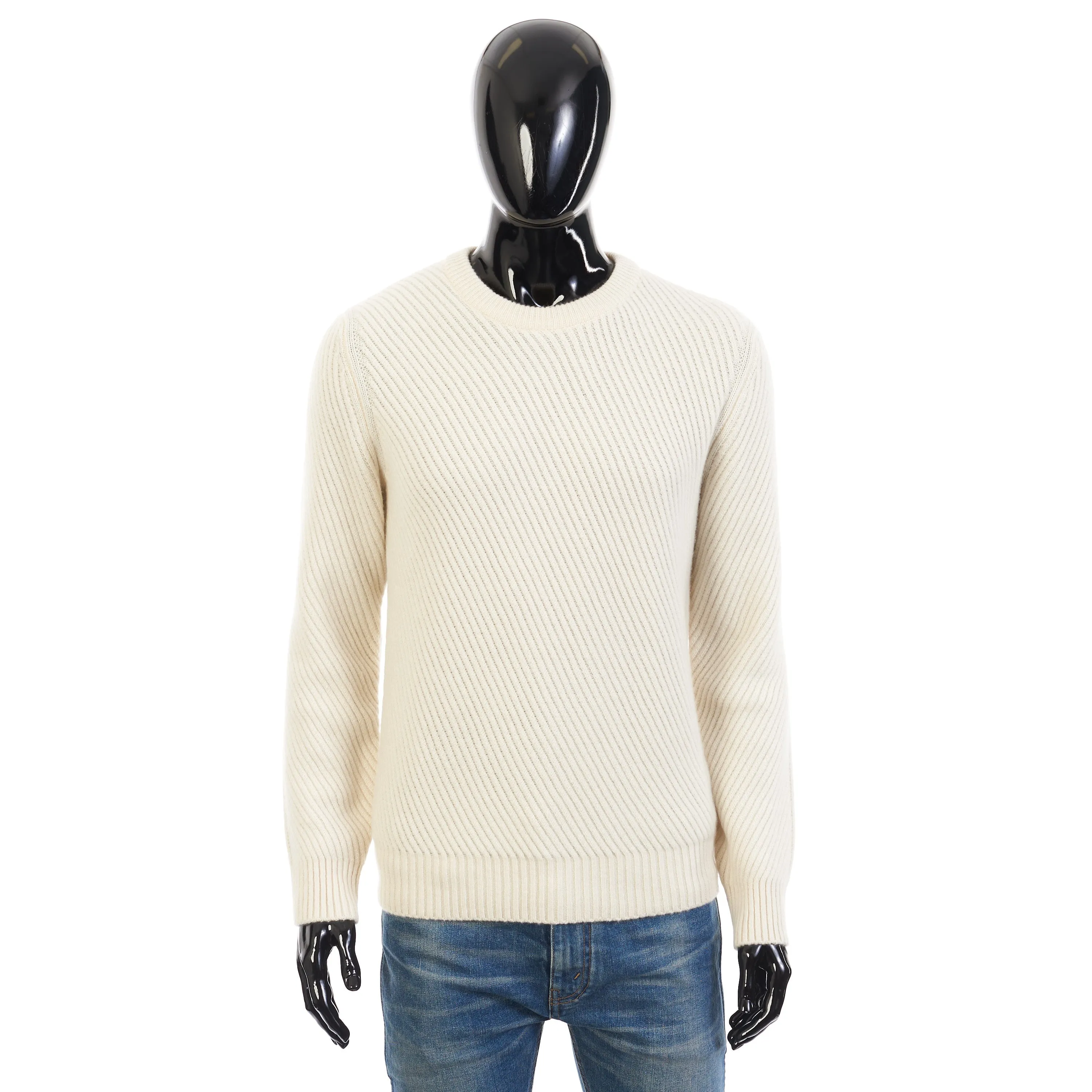 Ivory White Crew Neck Sweater - Sustainable Cashmere