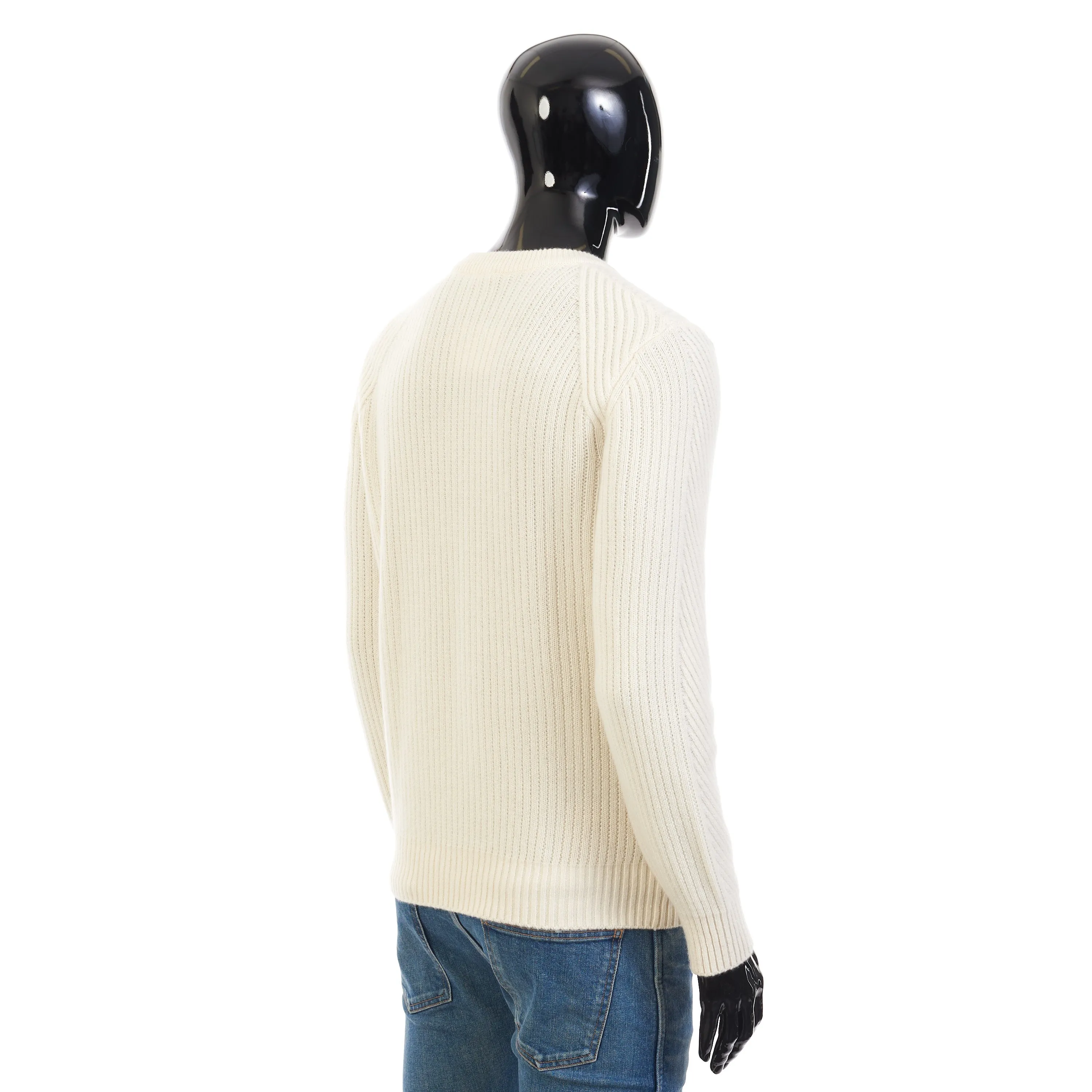 Ivory White Crew Neck Sweater - Sustainable Cashmere