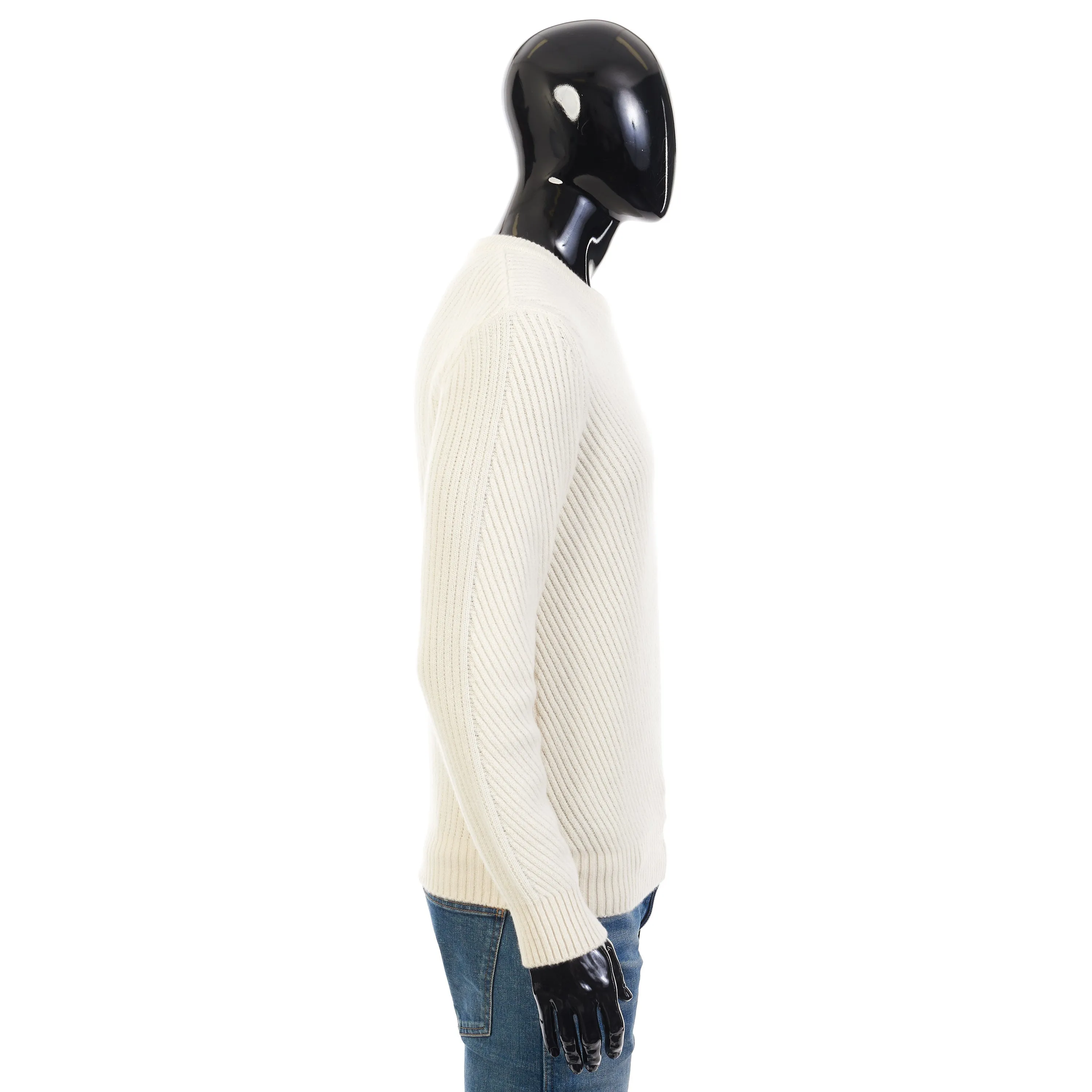 Ivory White Crew Neck Sweater - Sustainable Cashmere