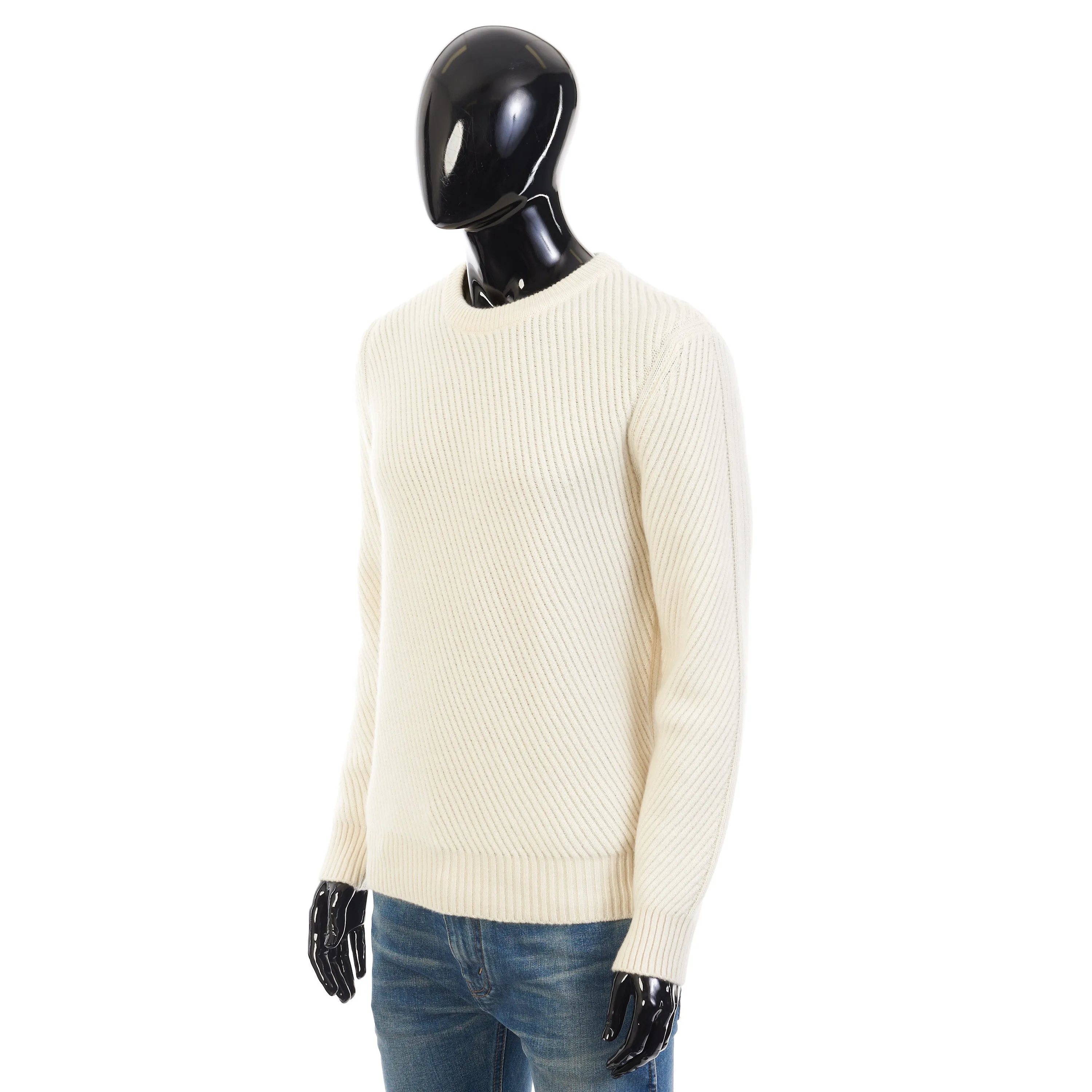 Ivory White Crew Neck Sweater - Sustainable Cashmere