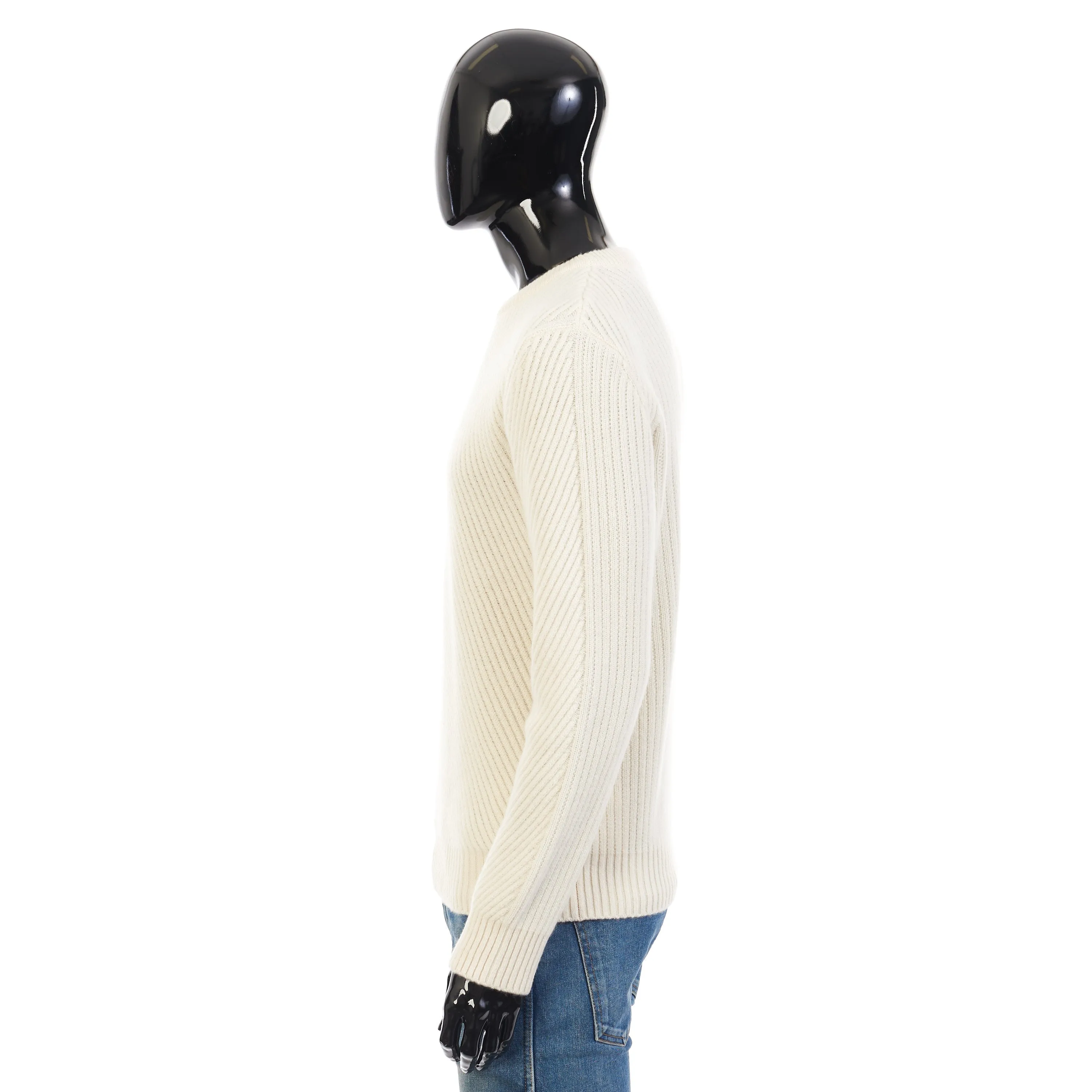 Ivory White Crew Neck Sweater - Sustainable Cashmere