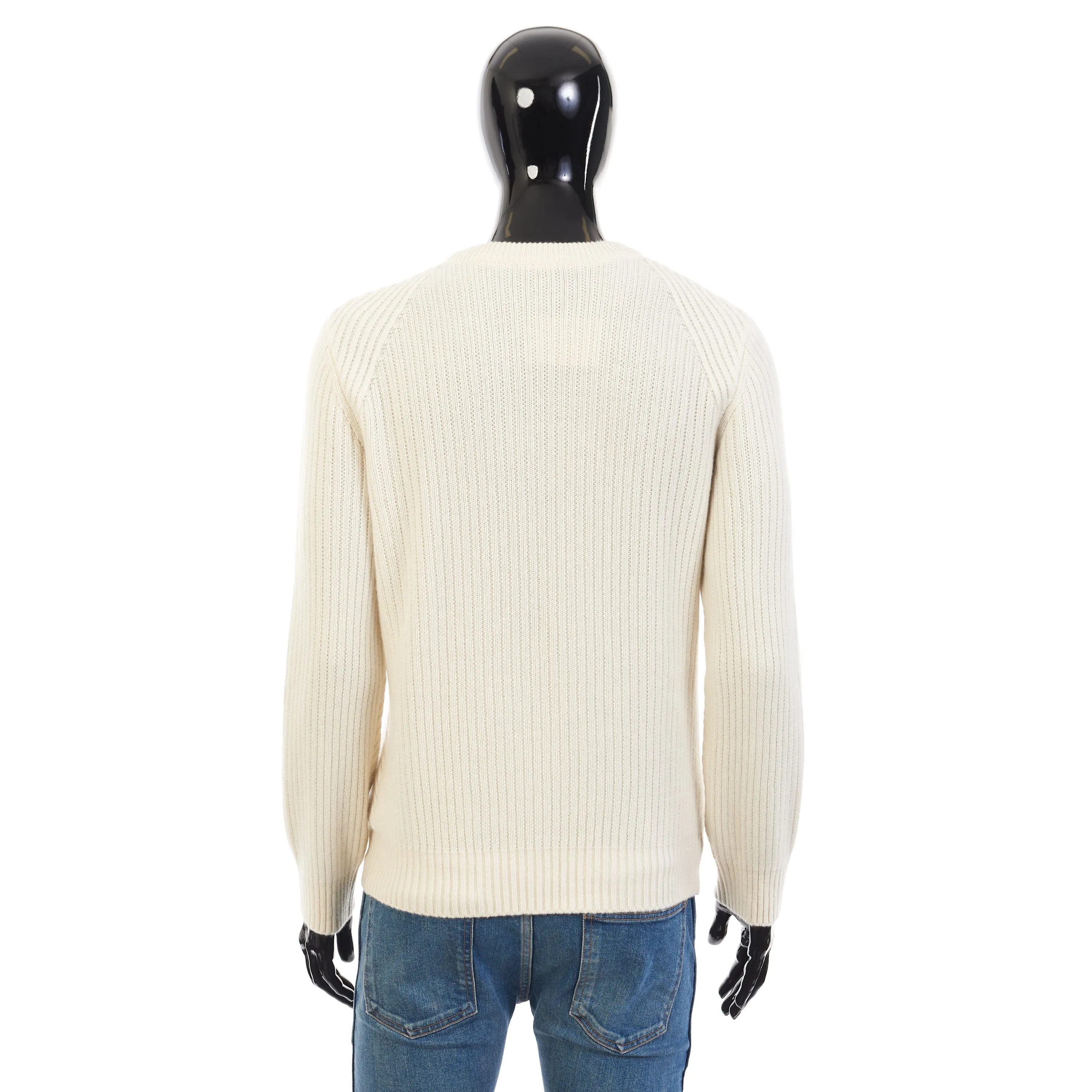 Ivory White Crew Neck Sweater - Sustainable Cashmere