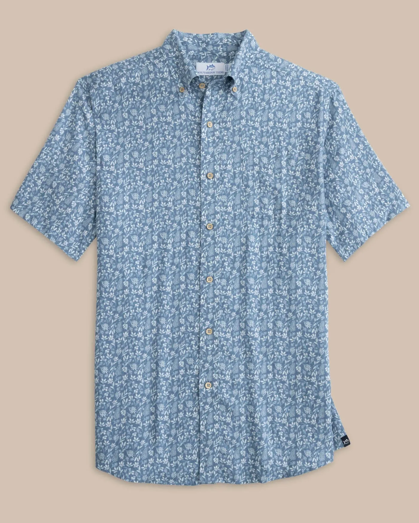 Linen Rayon Ditzy Floral Short Sleeve Sport Shirt