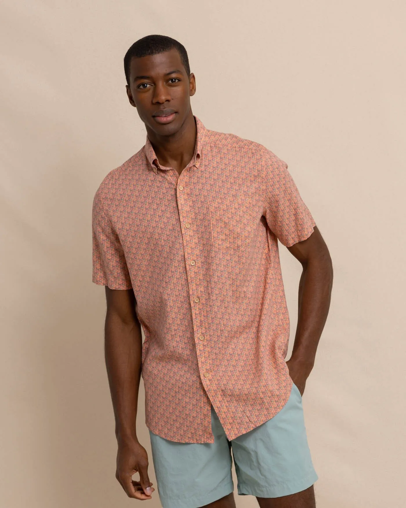 Linen Rayon Vacation Views Short Sleeve Sport Shirt