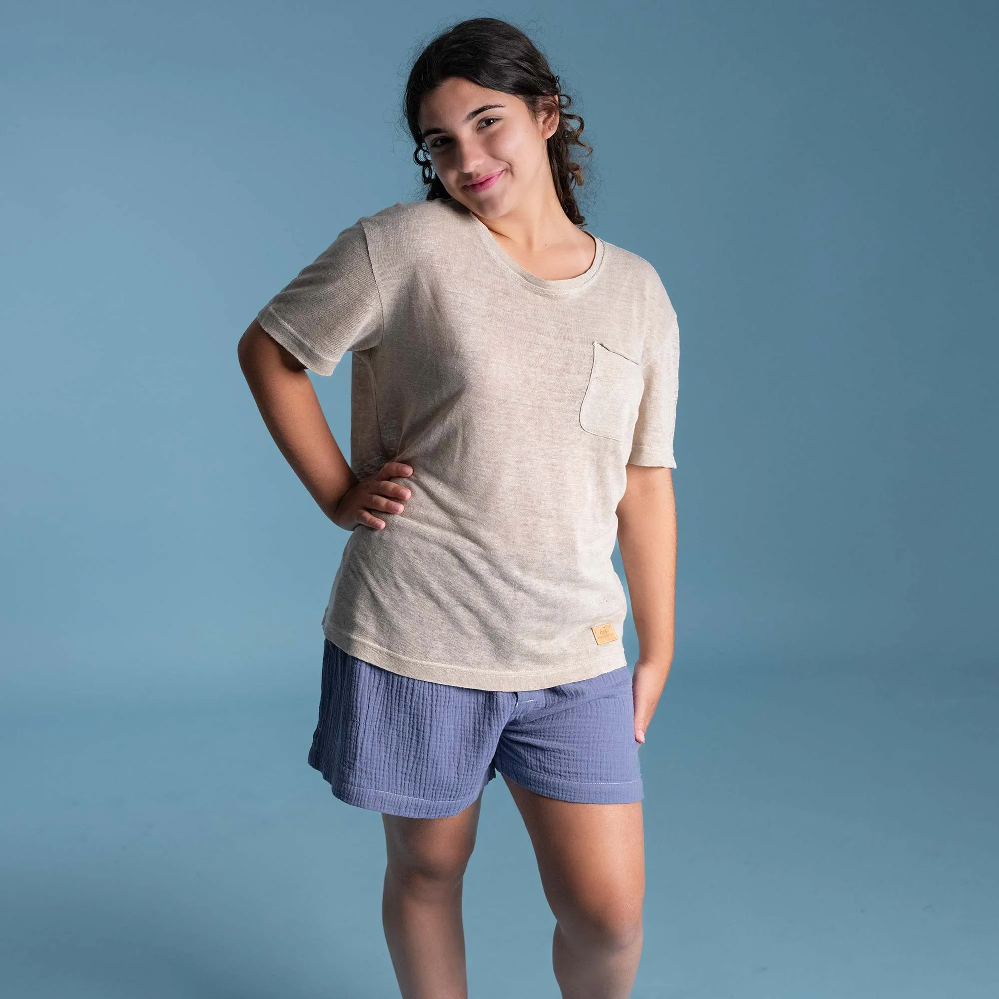 LINENTOWN 100% Organic Irish Linen Knit Pocket T-Shirt (OC Thread) (100% Biodegradable)