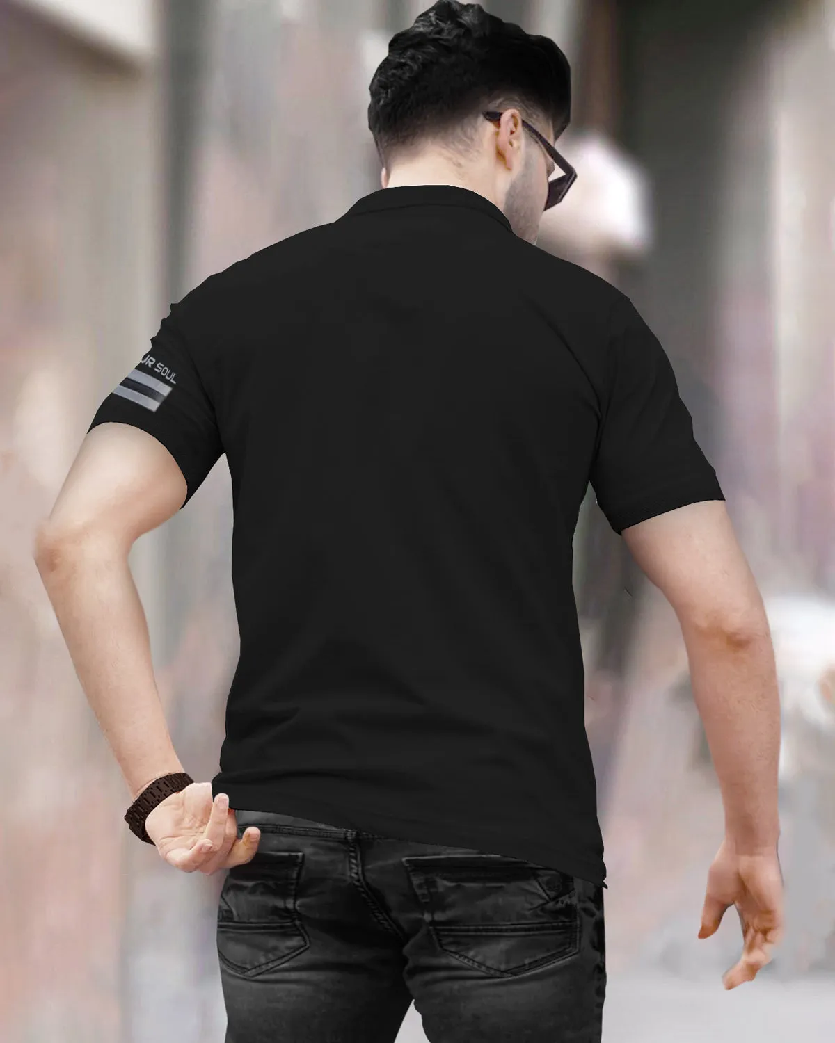 Men Black Designer Polo T-shirt