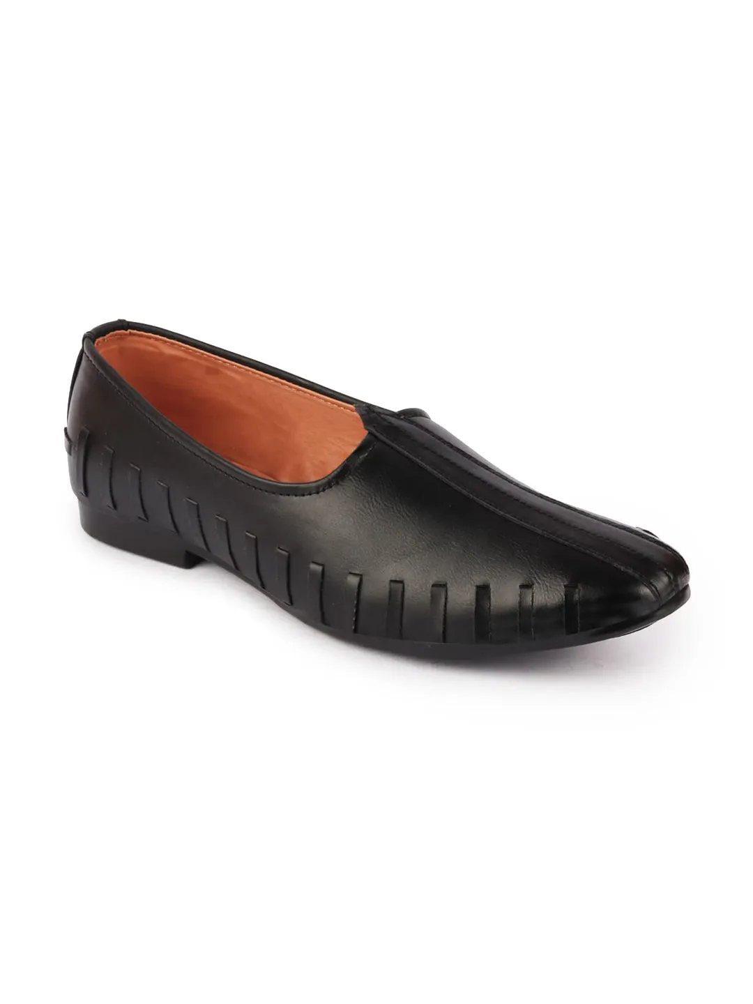 Men Black Ethnic Slip-On Juttis