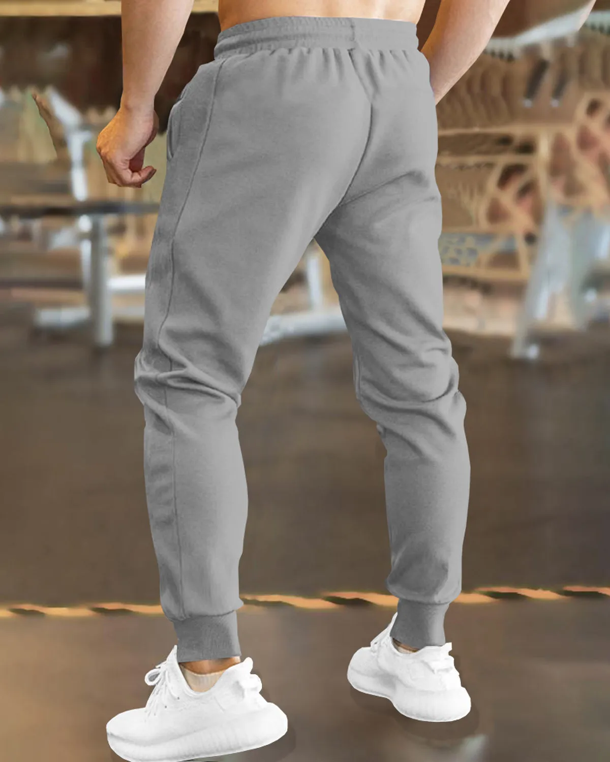 Men Light Grey Cuffed Track Pant